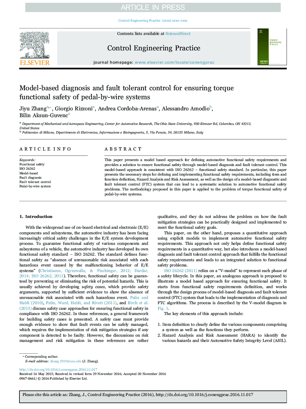 Model-based diagnosis and fault tolerant control for ensuring torque functional safety of pedal-by-wire systems