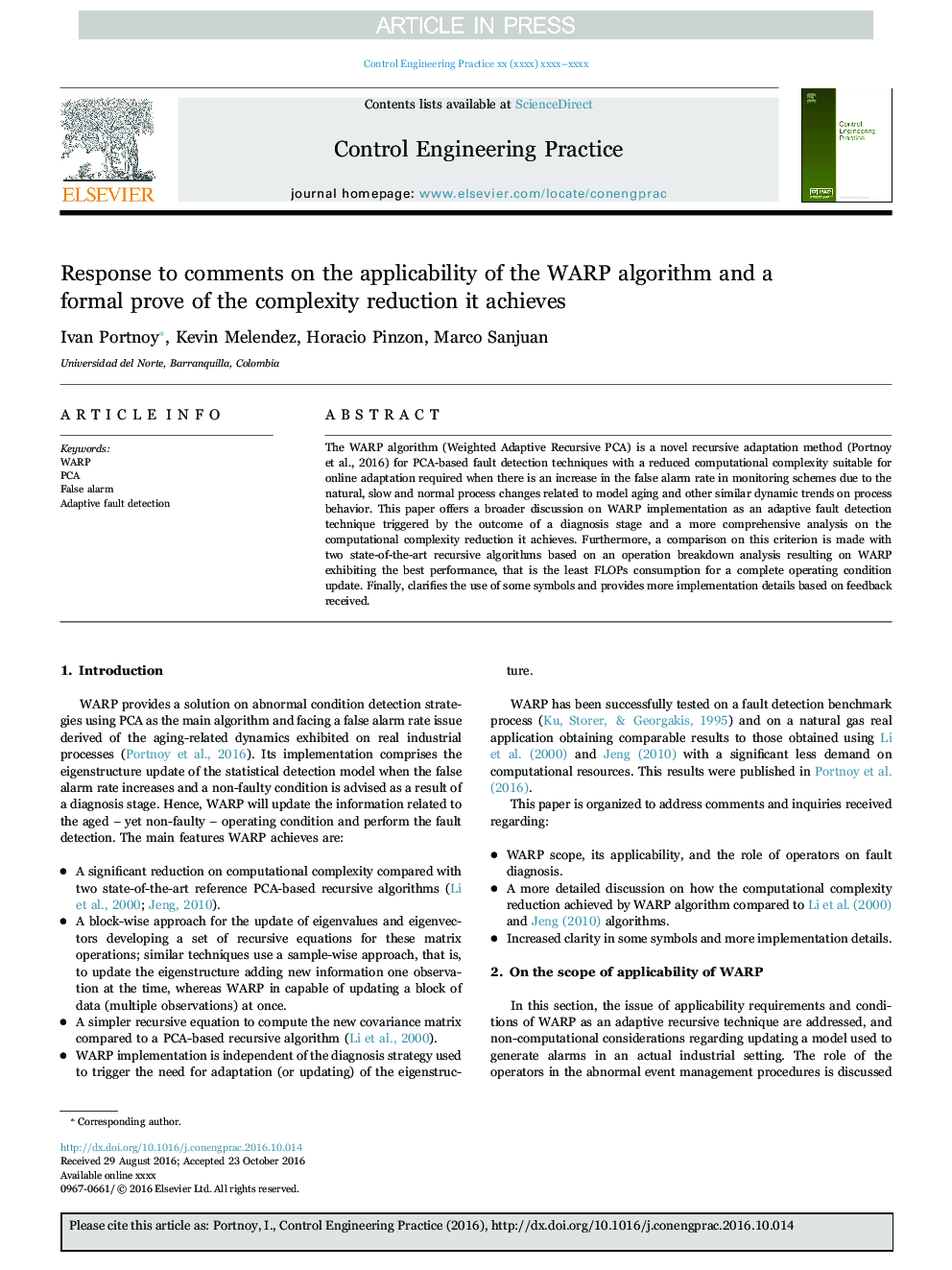 Response to comments on the applicability of the WARP algorithm and a formal prove of the complexity reduction it achieves