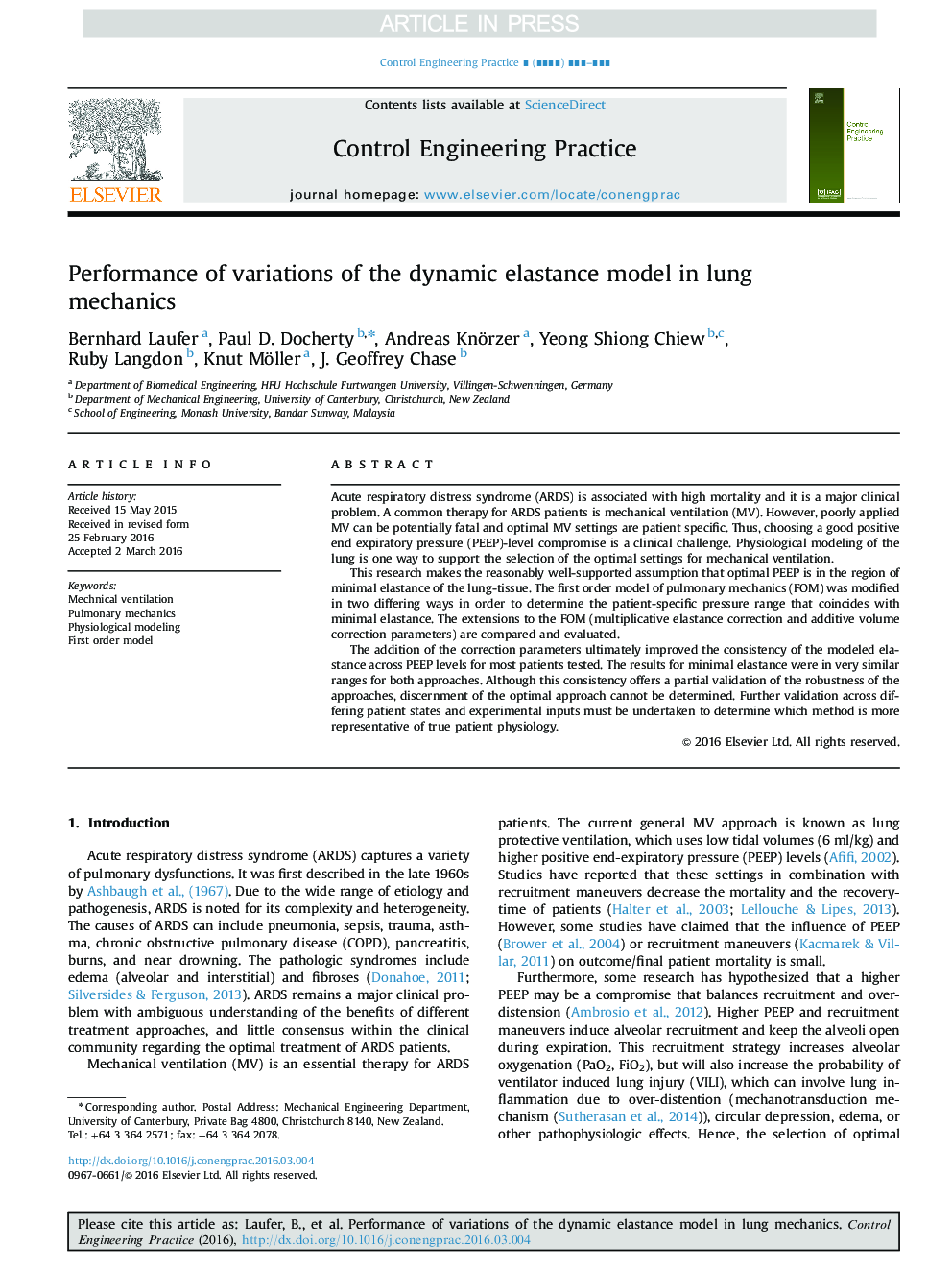 Performance of variations of the dynamic elastance model in lung mechanics