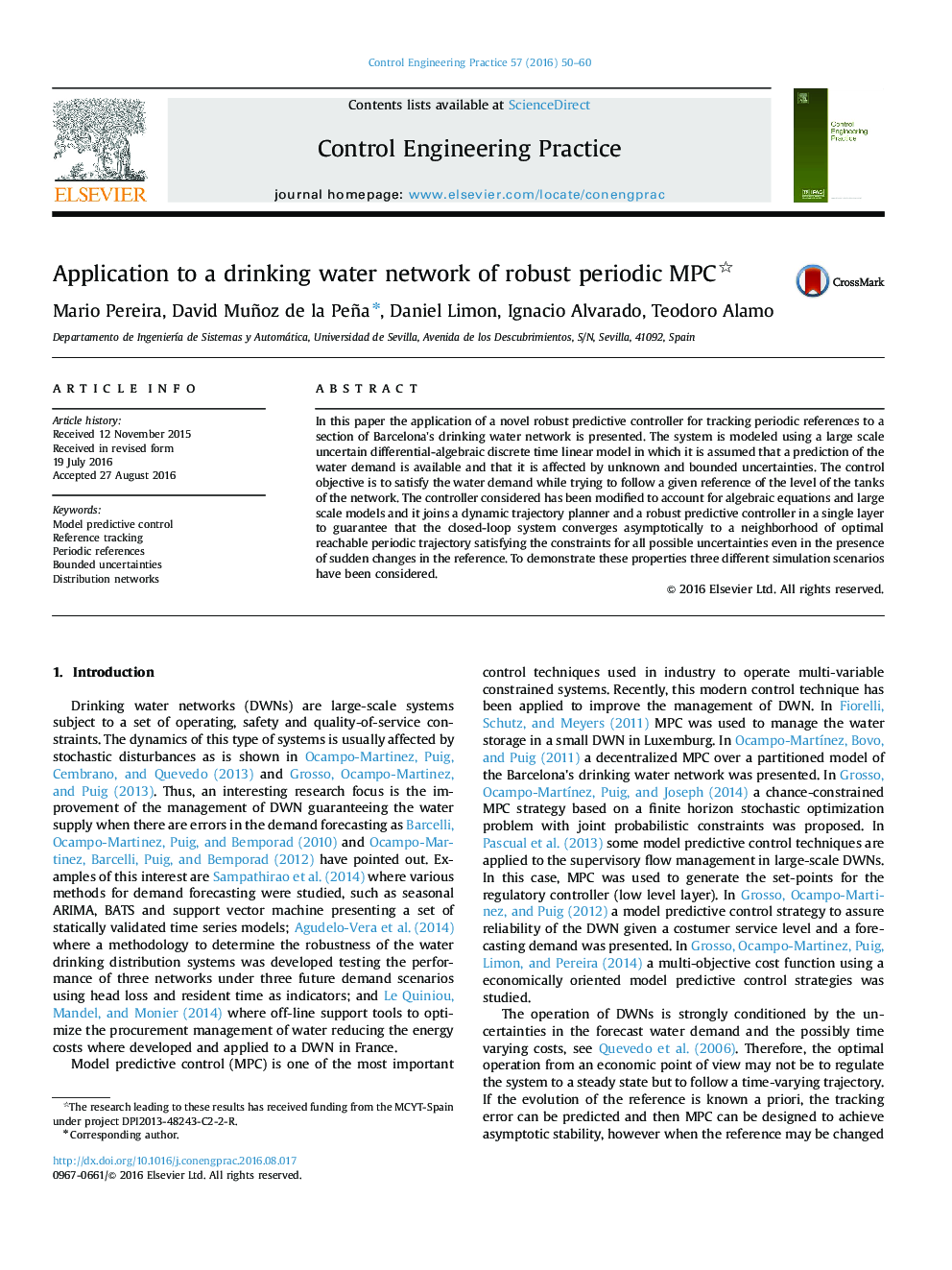 Application to a drinking water network of robust periodic MPC