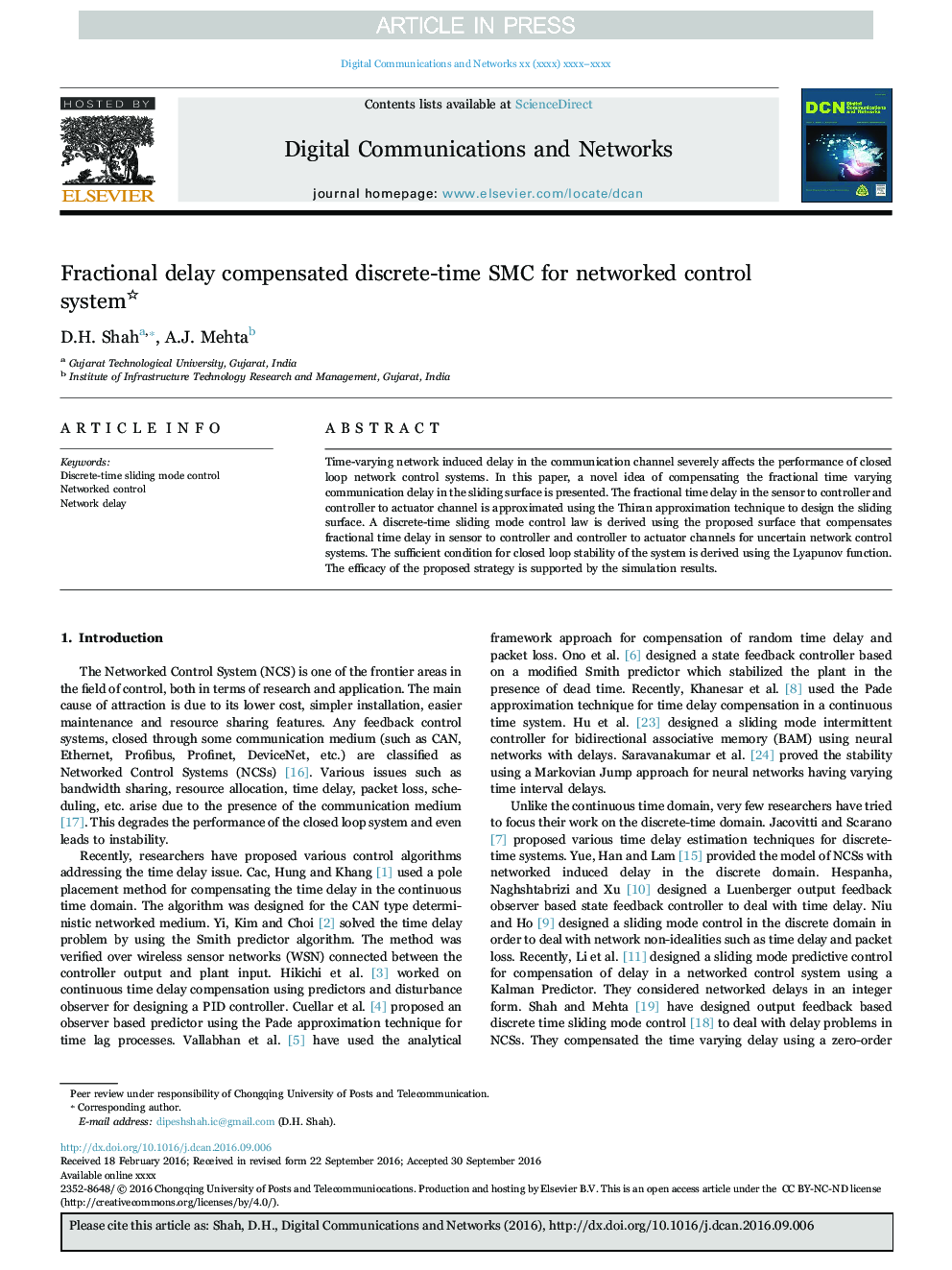 Fractional delay compensated discrete-time SMC for networked control system