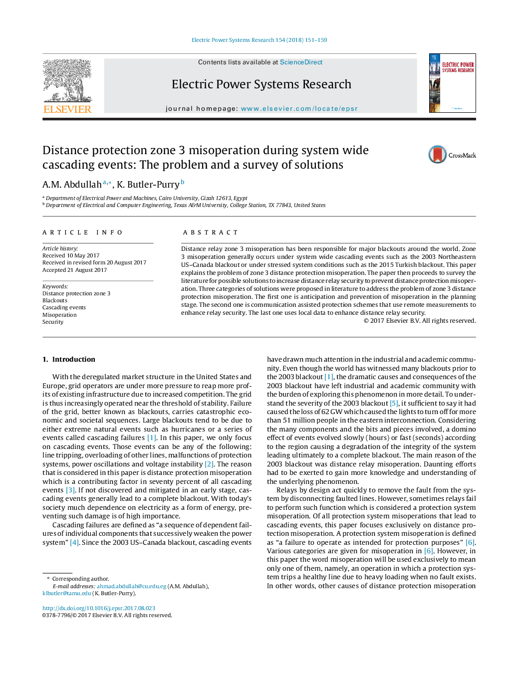 Distance protection zone 3 misoperation during system wide cascading events: The problem and a survey of solutions