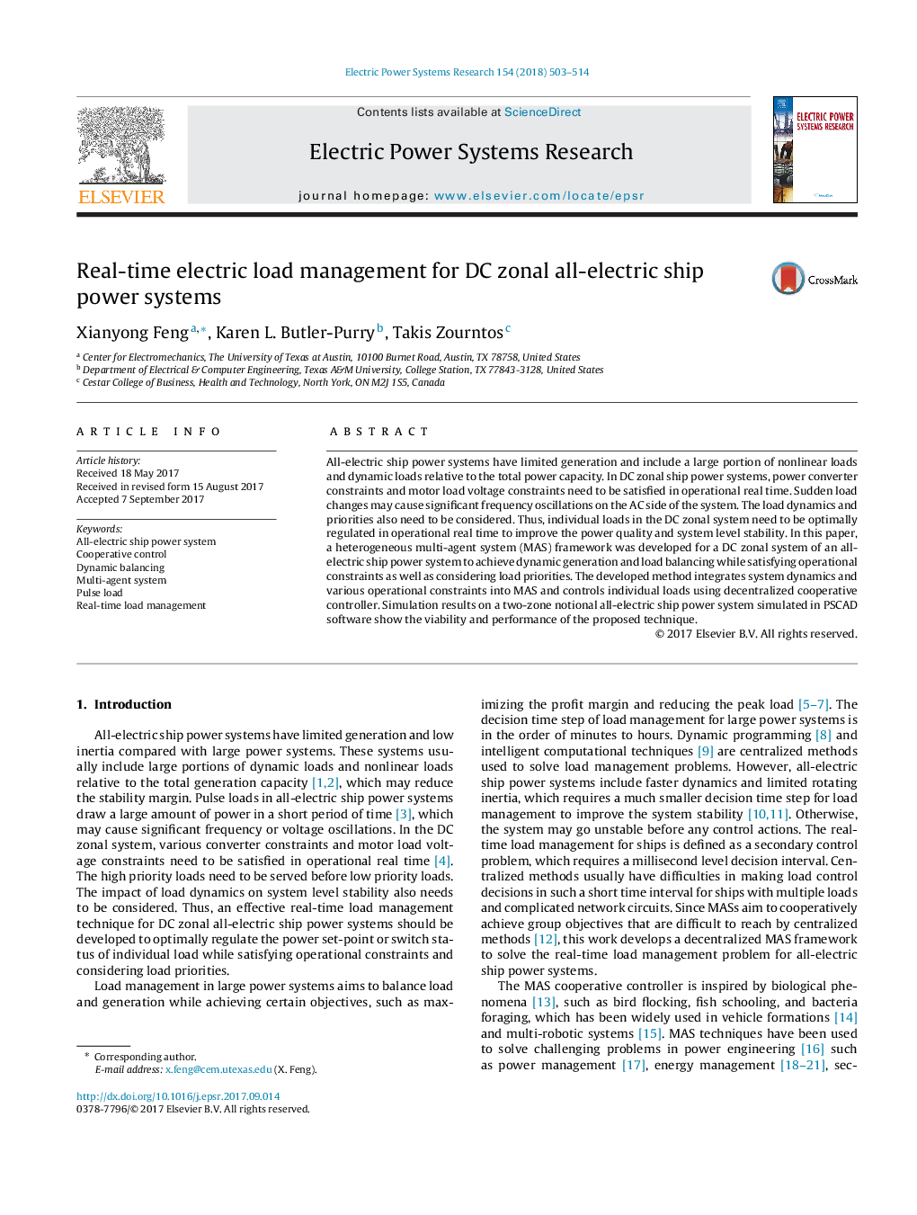 Real-time electric load management for DC zonal all-electric ship power systems