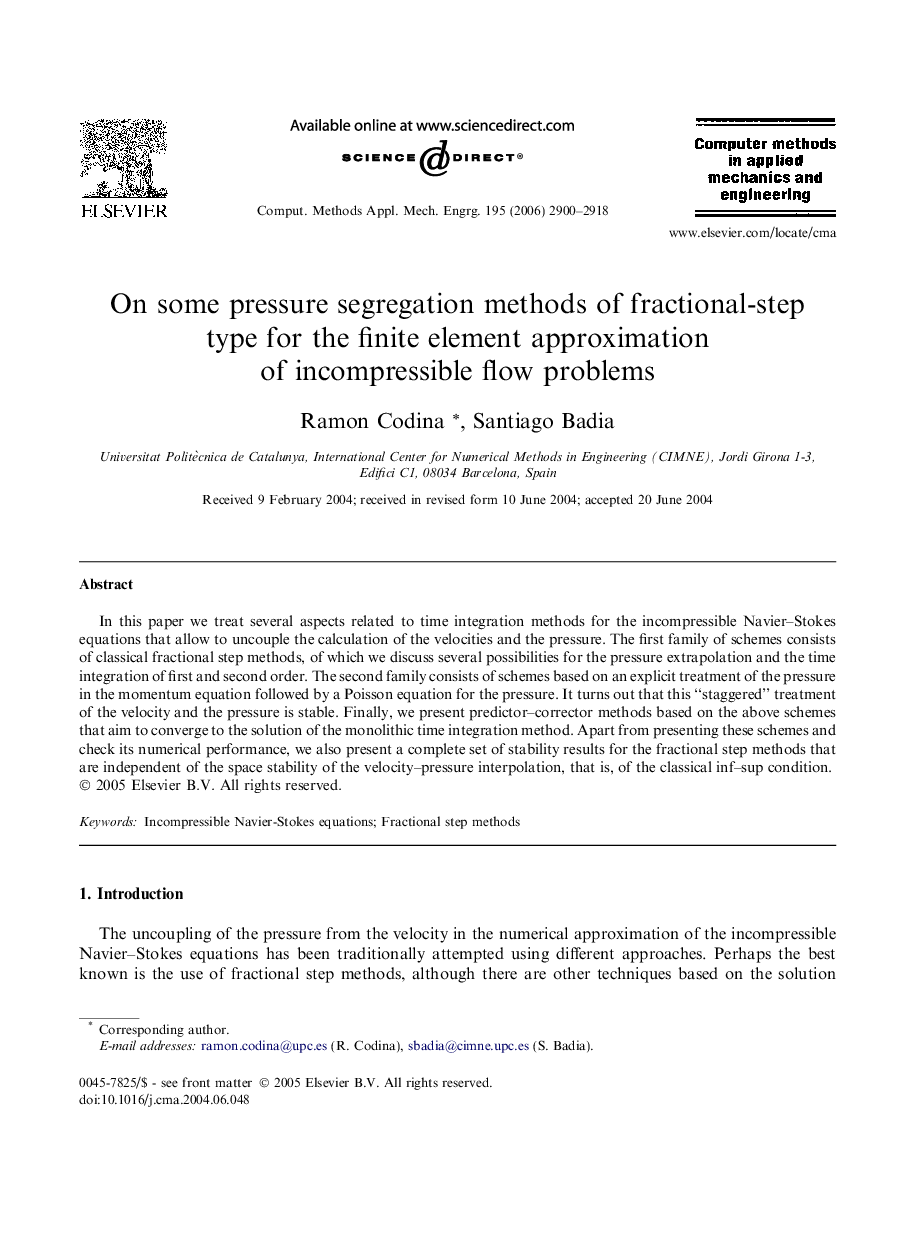 On some pressure segregation methods of fractional-step type for the finite element approximation of incompressible flow problems