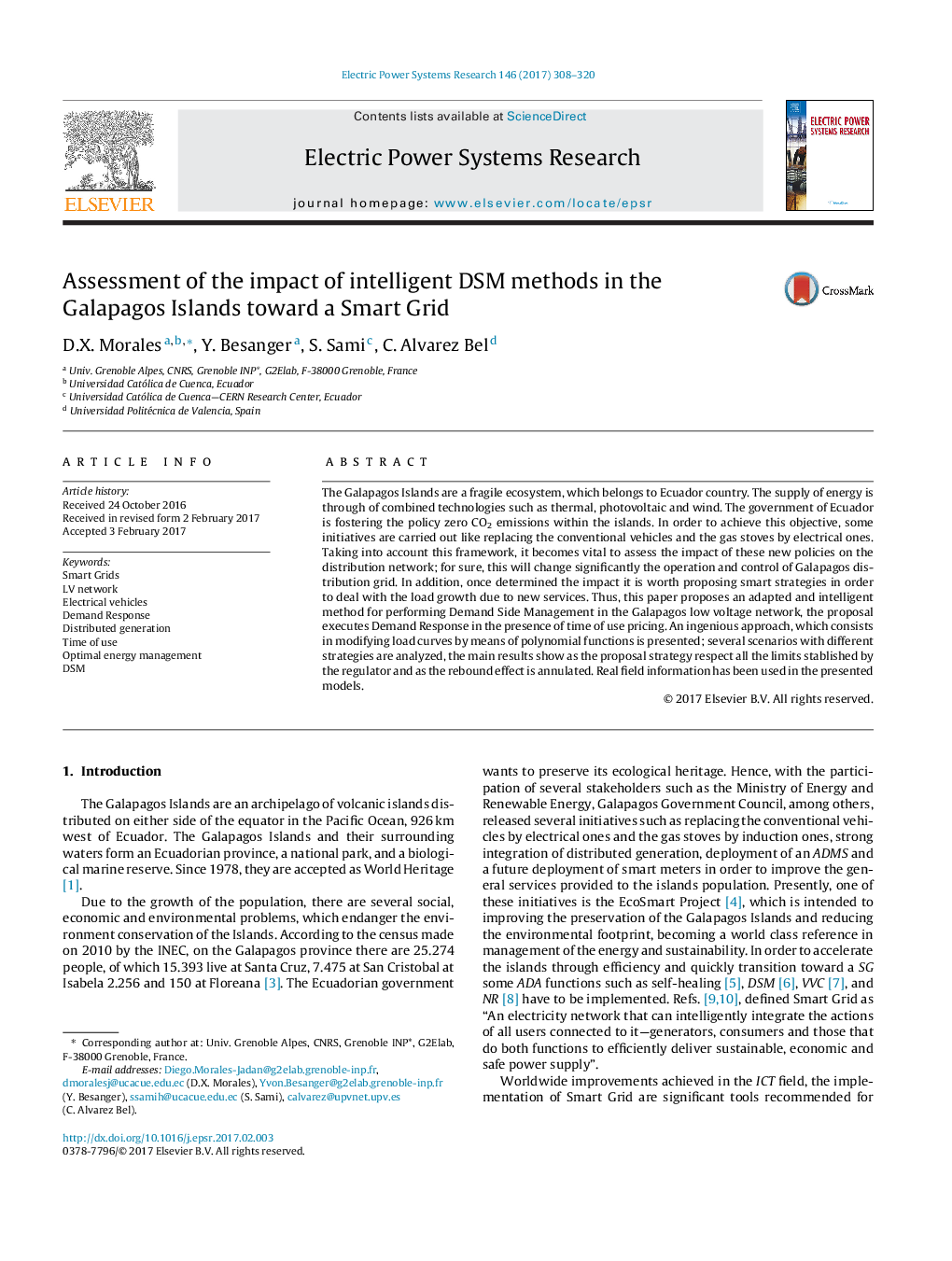 Assessment of the impact of intelligent DSM methods in the Galapagos Islands toward a Smart Grid