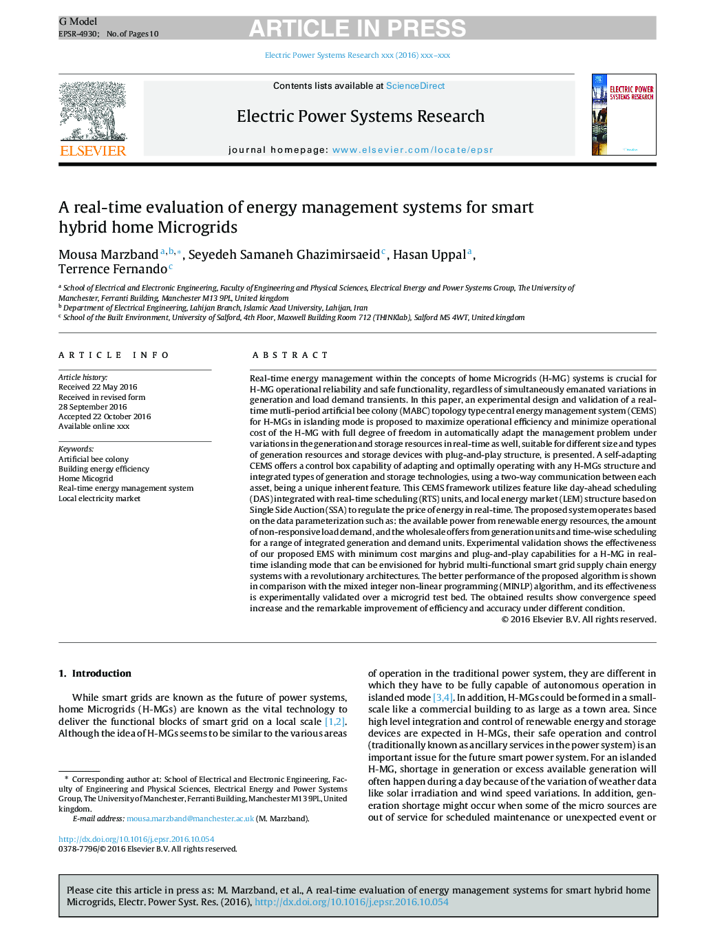 A real-time evaluation of energy management systems for smart hybrid home Microgrids