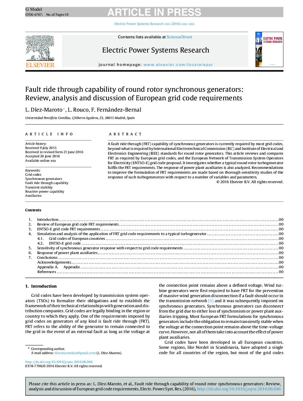 Fault ride through capability of round rotor synchronous generators: Review, analysis and discussion of European grid code requirements