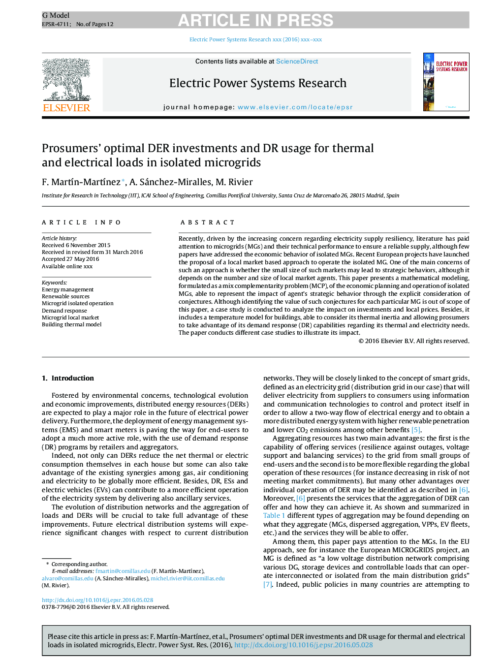 Prosumers' optimal DER investments and DR usage for thermal and electrical loads in isolated microgrids