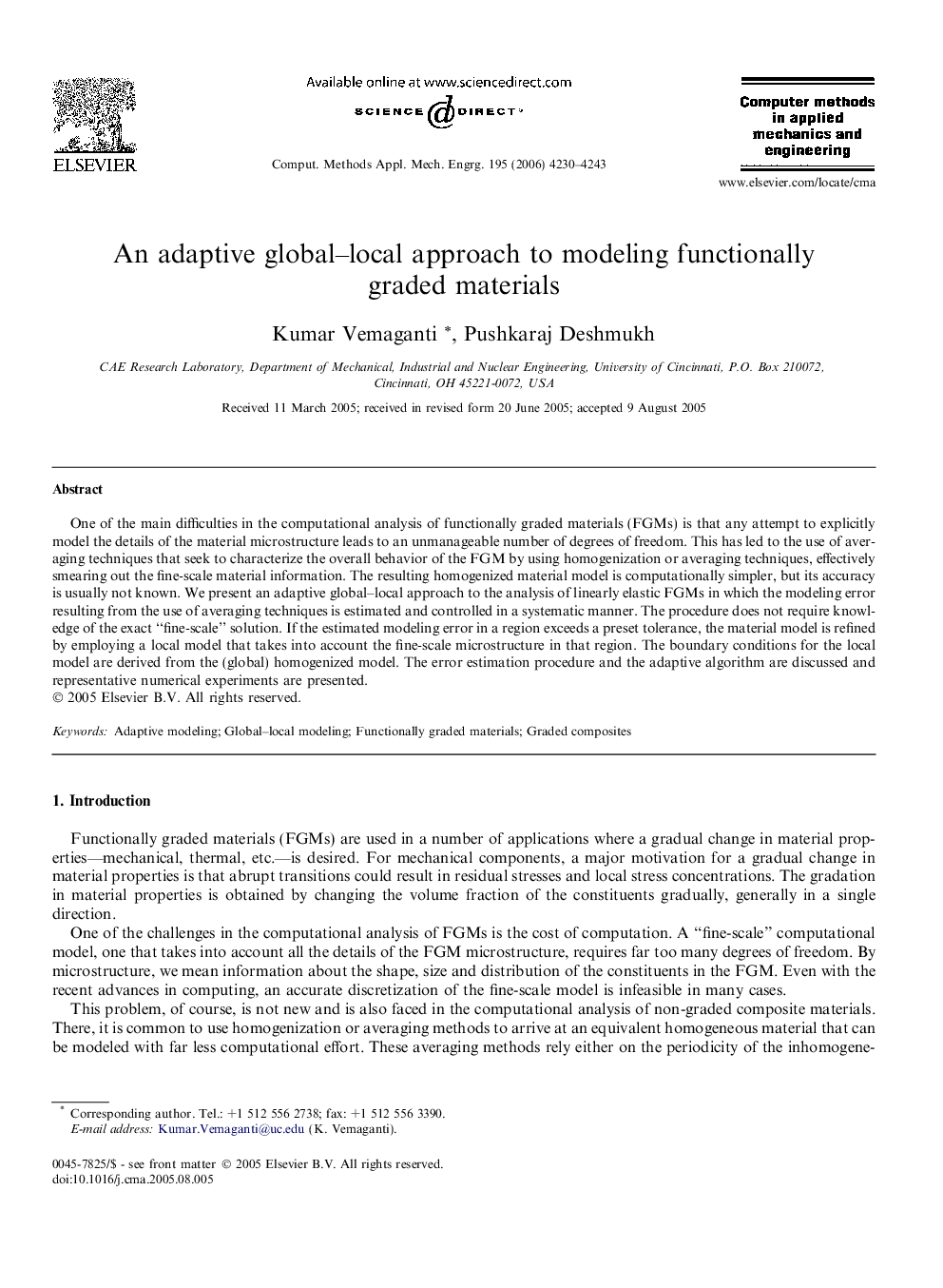 An adaptive global–local approach to modeling functionally graded materials