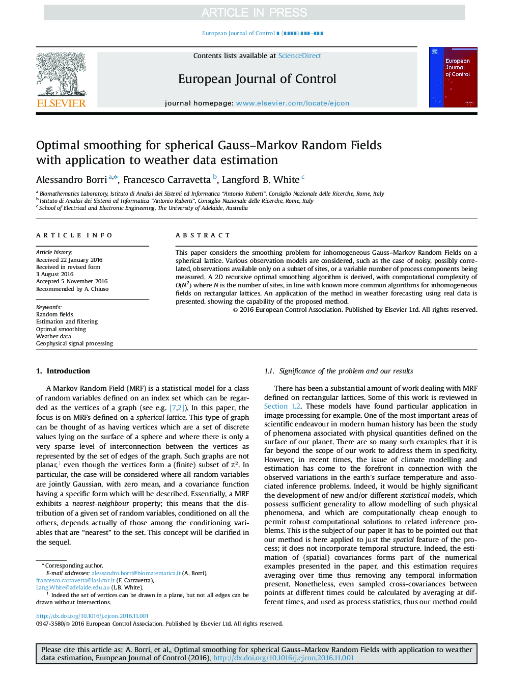 Optimal smoothing for spherical Gauss-Markov Random Fields with application to weather data estimation