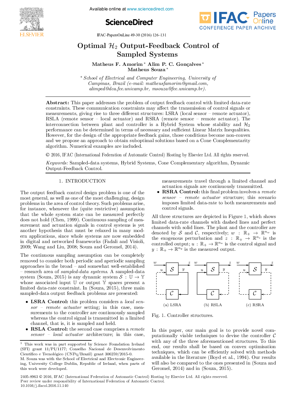 Optimal H2 Output-Feedback Control of Sampled Systems