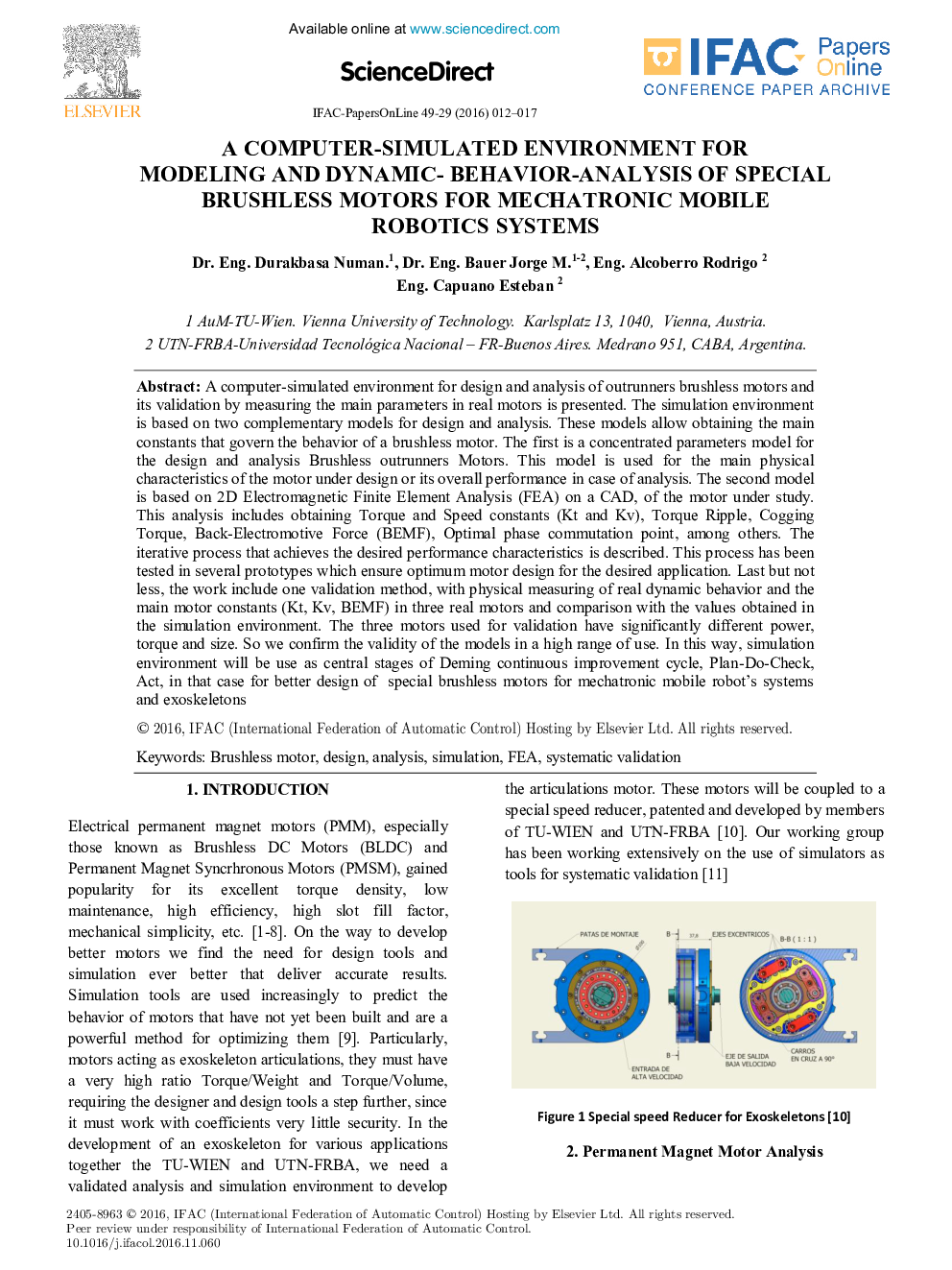 A Computer-Simulated Environment for Modeling and Dynamic- Behavior-Analysis of Special Brushless Motors for Mechatronic Mobile Robotics Systems