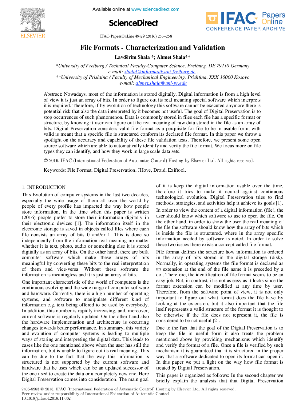 File Formats - Characterization and Validation