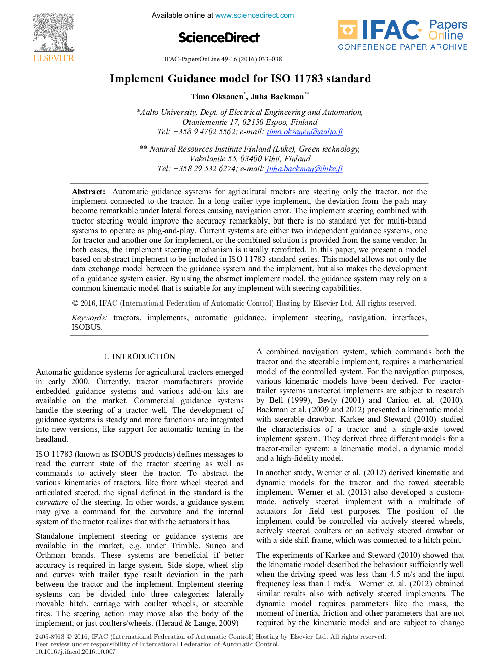 Implement Guidance model for ISO 11783 standard