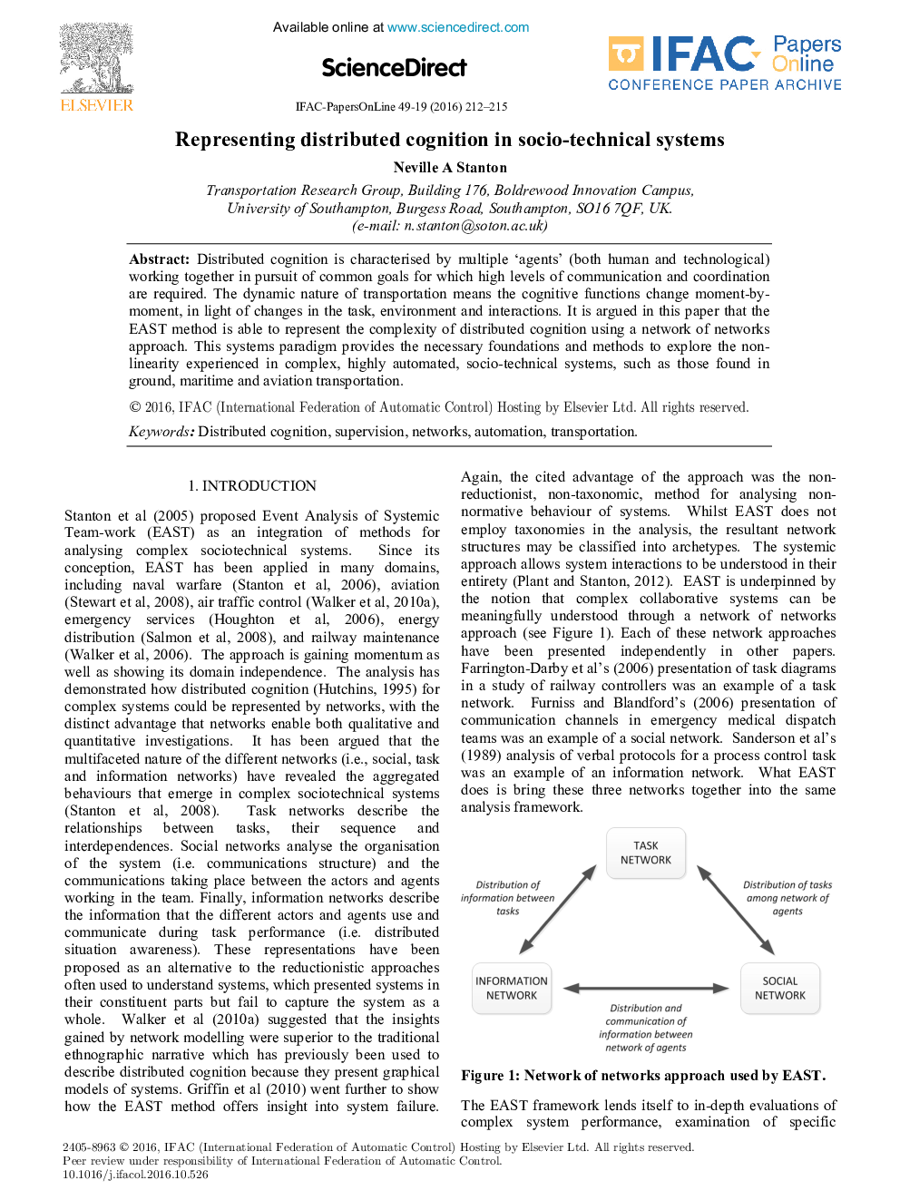 Representing distributed cognition in socio-technical systems