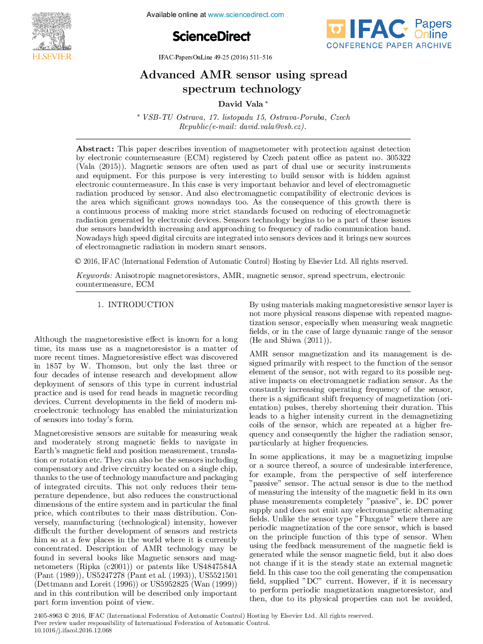 Advanced AMR sensor using spread spectrum technology