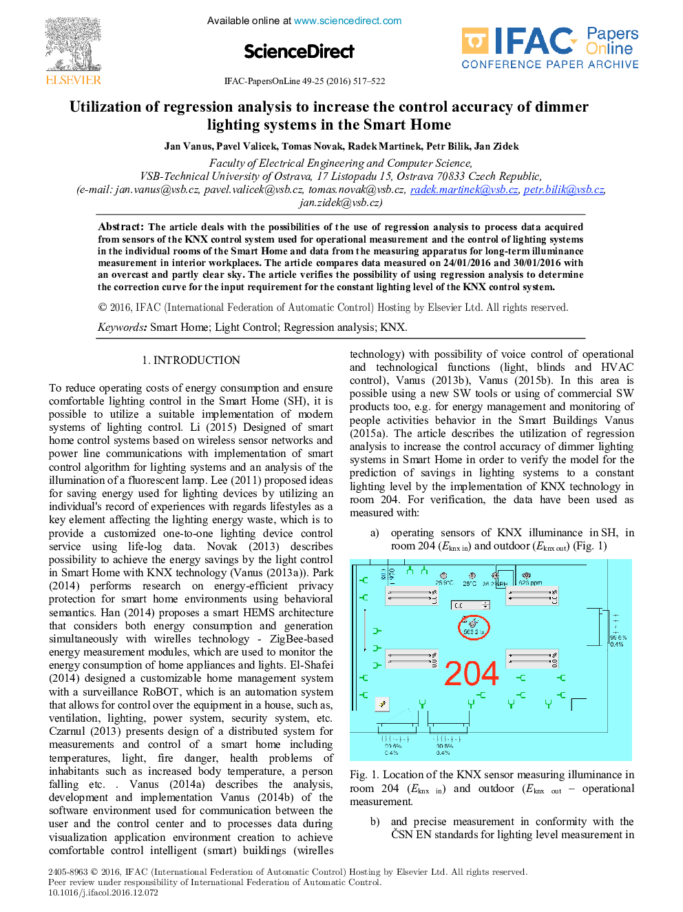 Utilization of regression analysis to increase the control accuracy of dimmer lighting systems in the Smart Home