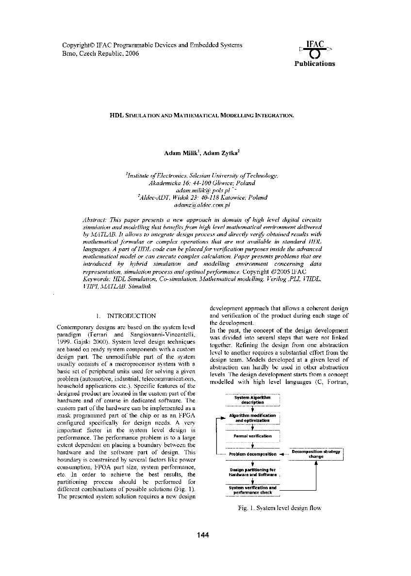 HDL Simulation and mathematical modelling integration