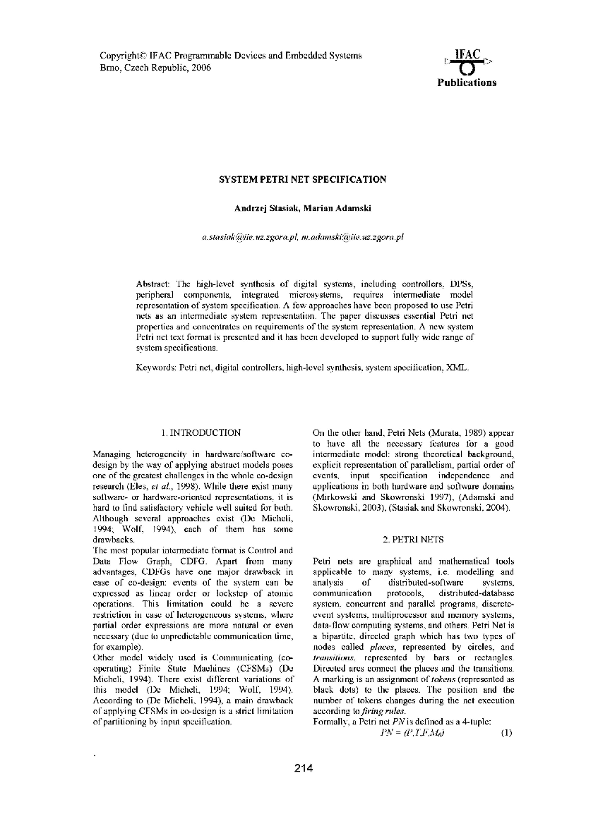 System petri net specification