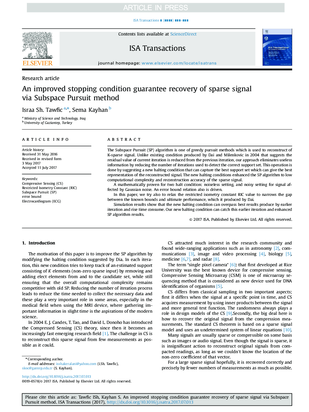 An improved stopping condition guarantee recovery of sparse signal via Subspace Pursuit method