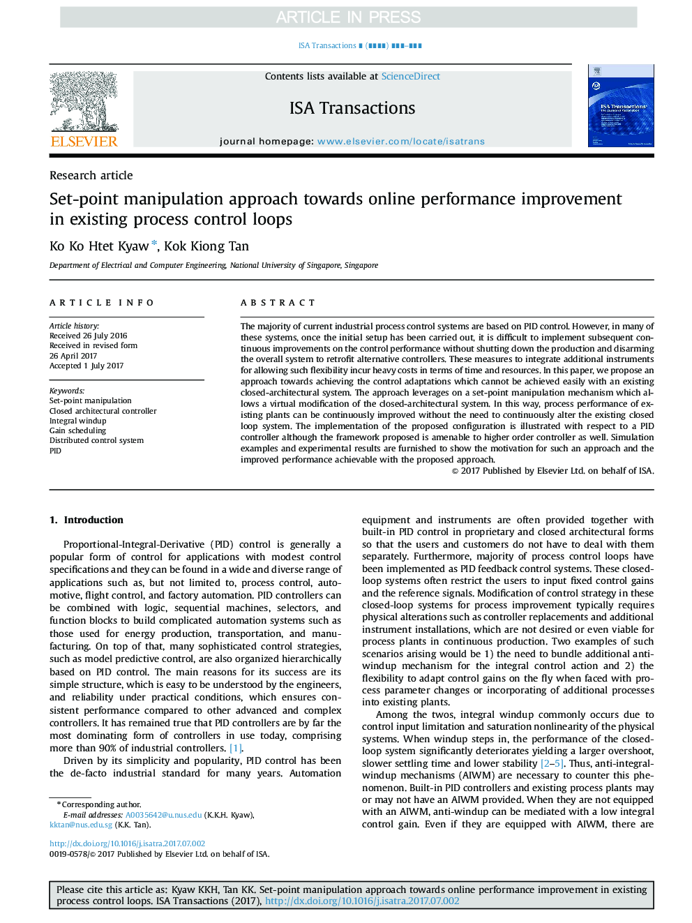 Set-point manipulation approach towards online performance improvement in existing process control loops