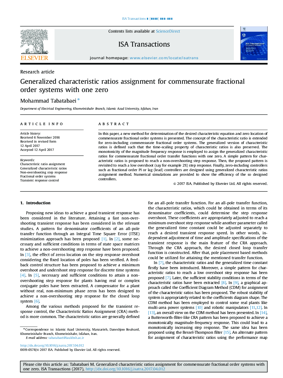 Generalized characteristic ratios assignment for commensurate fractional order systems with one zero