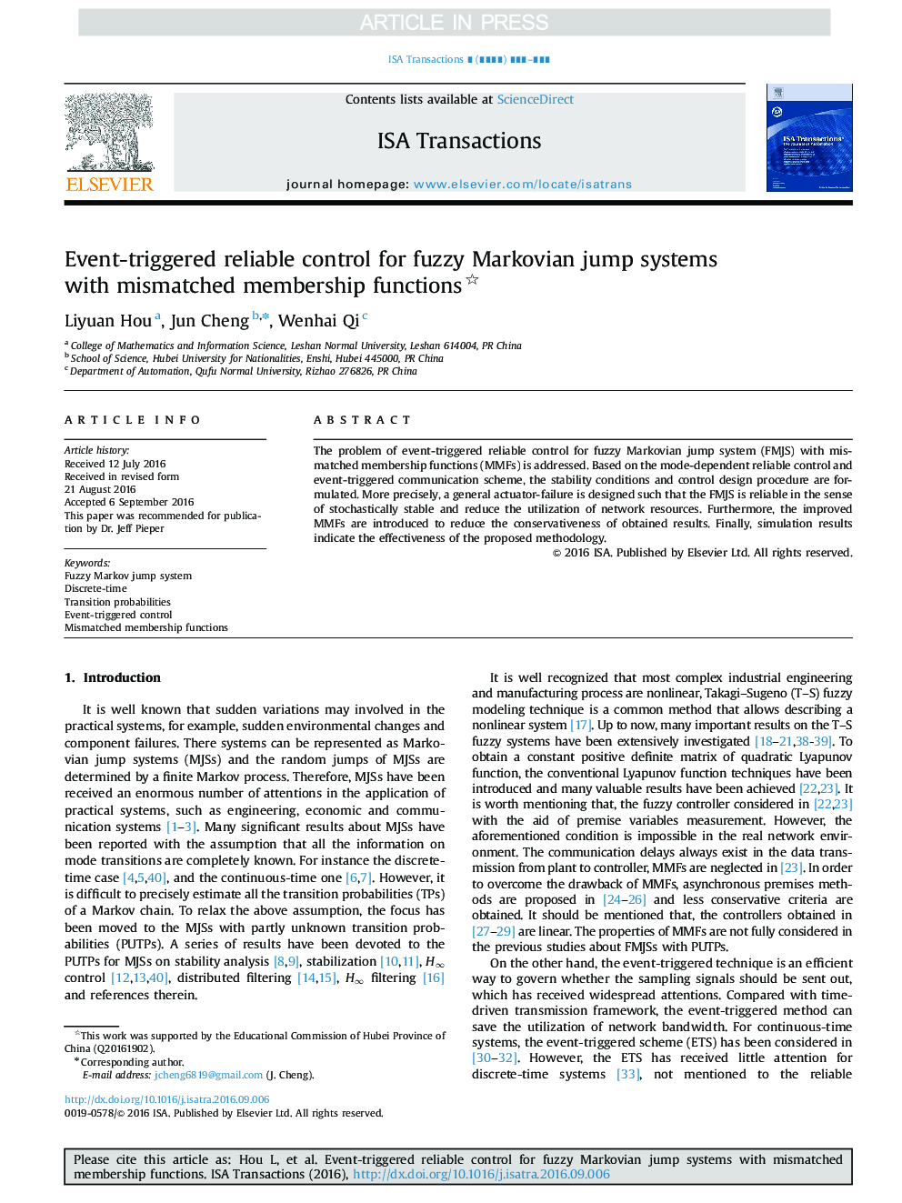 Event-triggered reliable control for fuzzy Markovian jump systems with mismatched membership functions