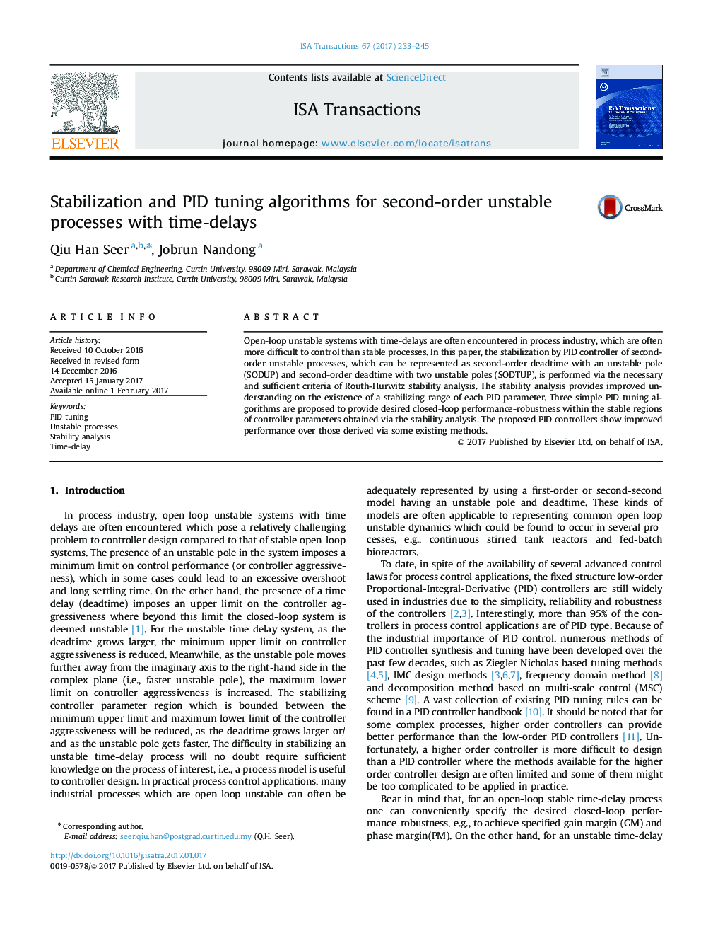 Stabilization and PID tuning algorithms for second-order unstable processes with time-delays