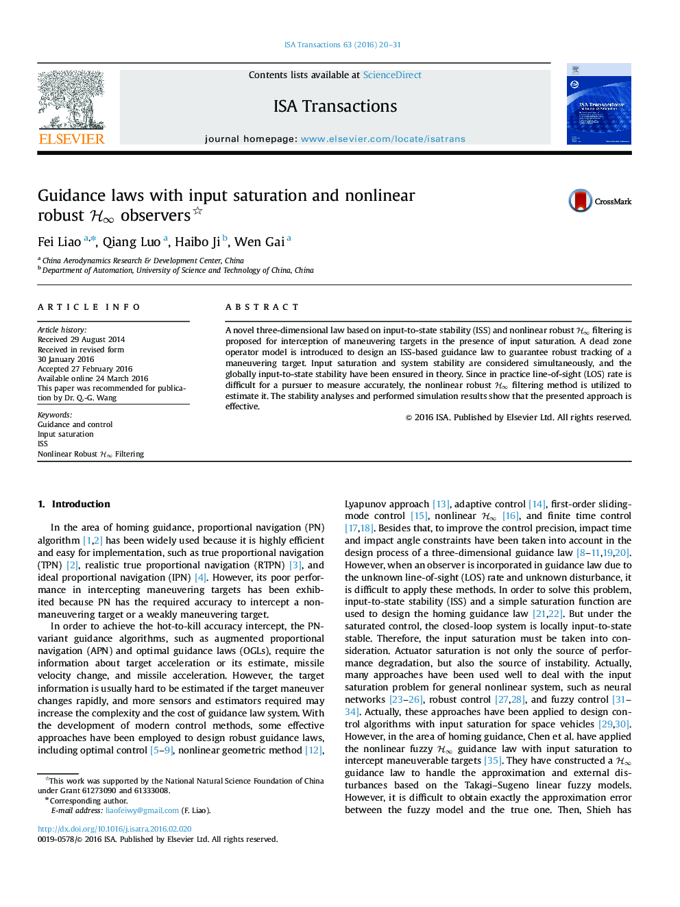 Guidance laws with input saturation and nonlinear robust Hâ observers