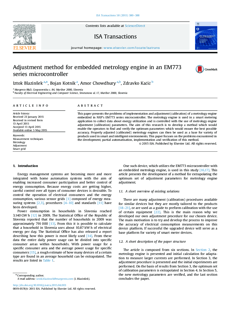 Practice ArticleAdjustment method for embedded metrology engine in an EM773 series microcontroller