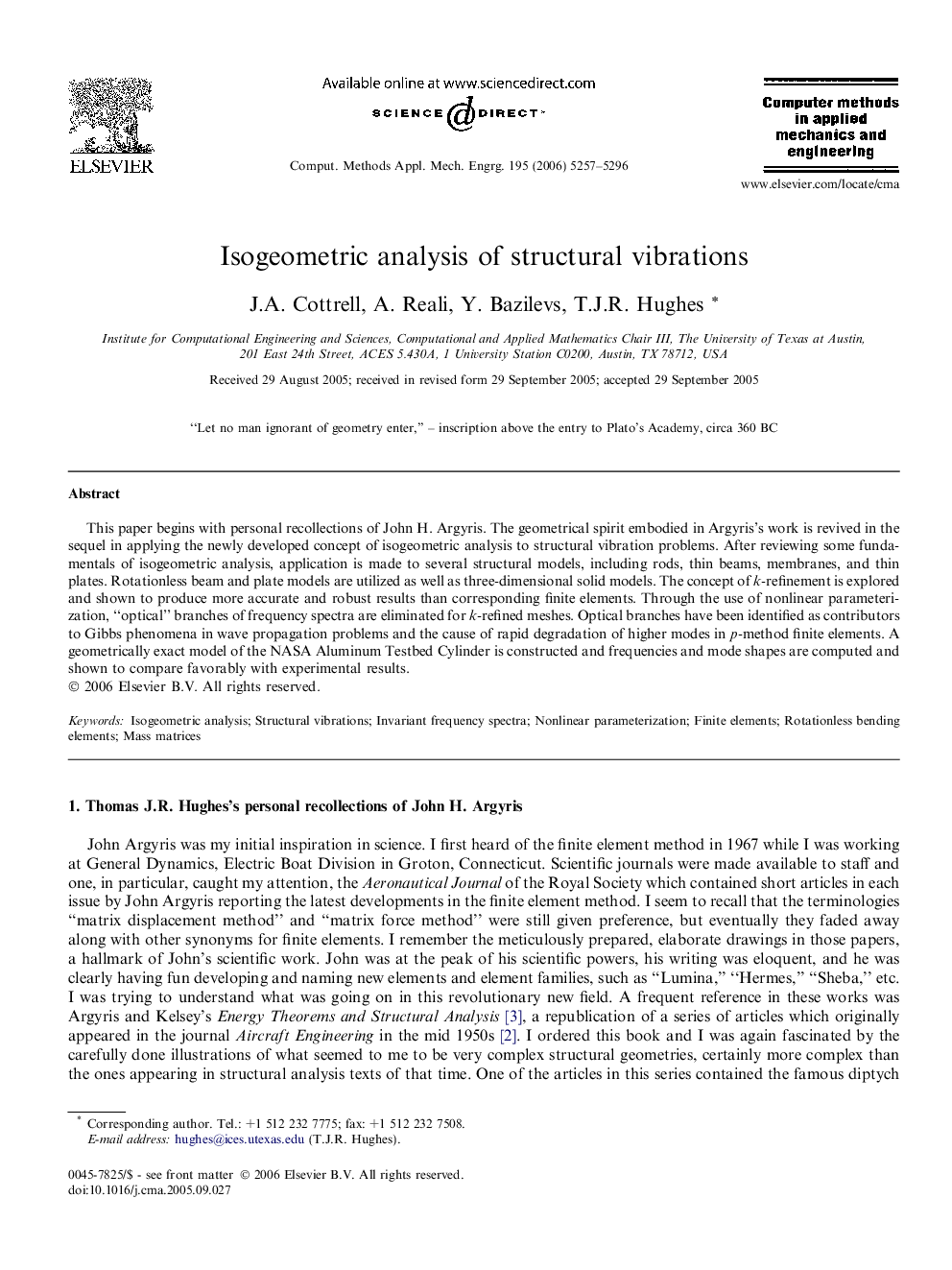 Isogeometric analysis of structural vibrations