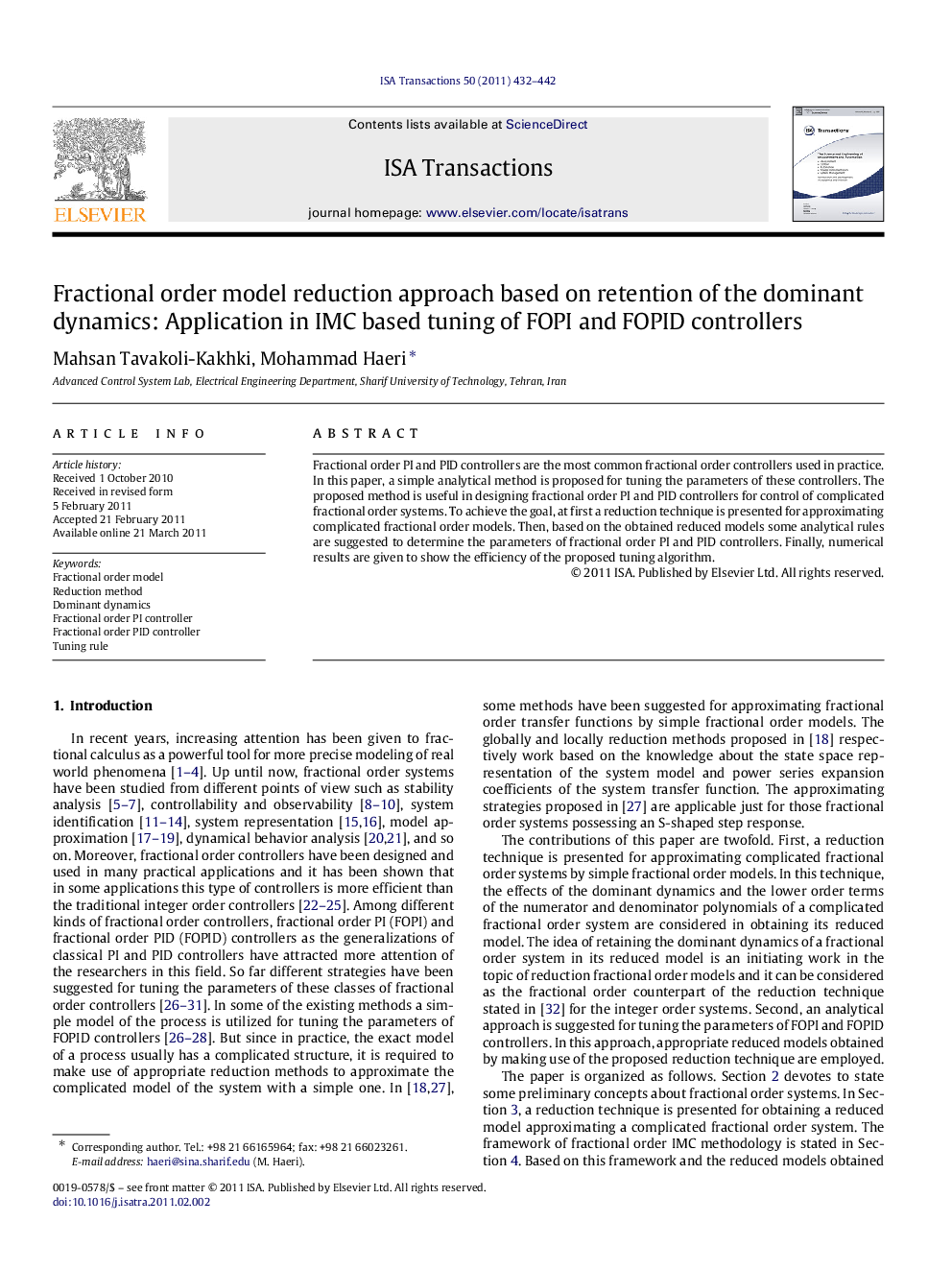 Fractional order model reduction approach based on retention of the dominant dynamics: Application in IMC based tuning of FOPI and FOPID controllers