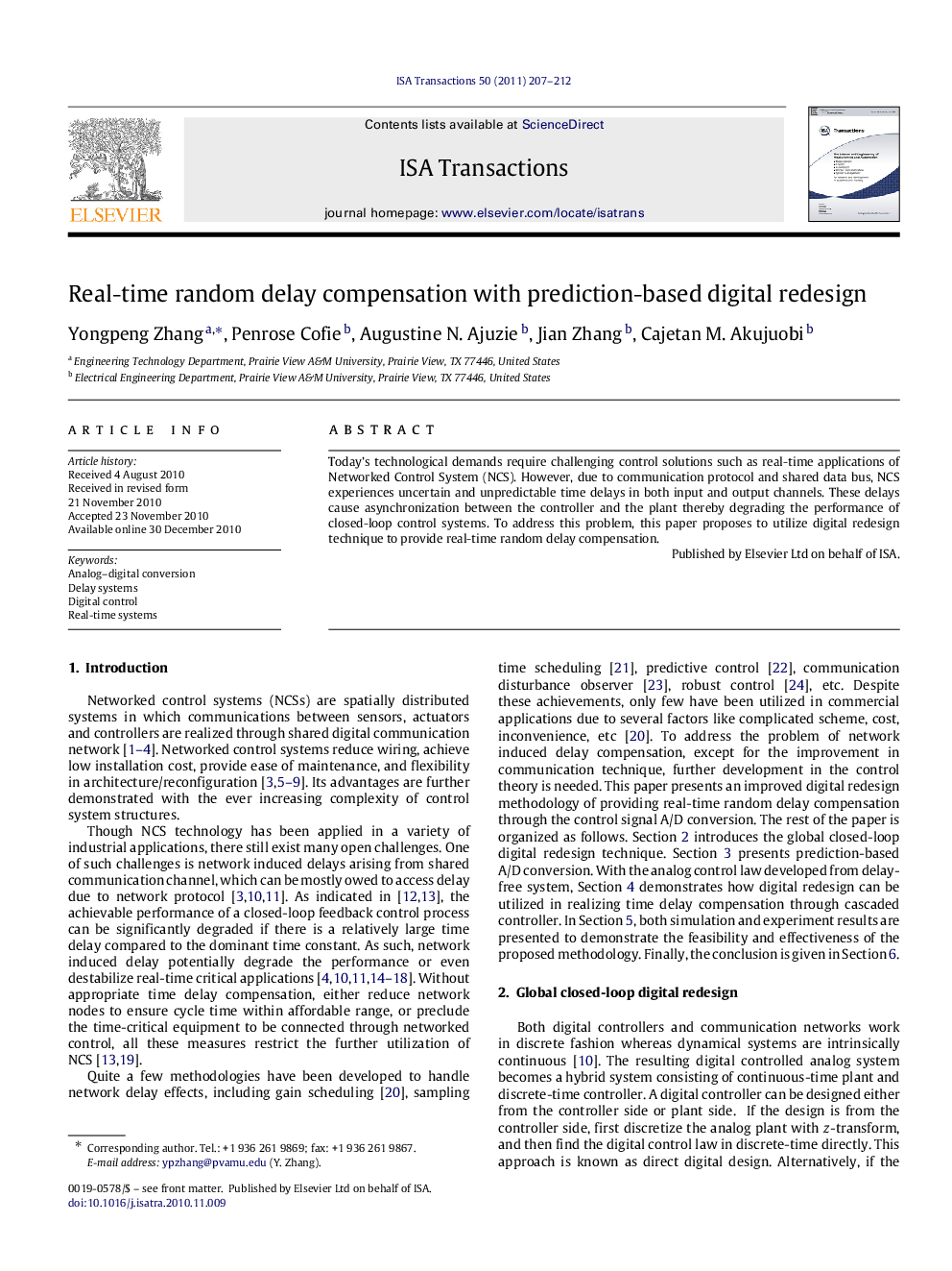 Real-time random delay compensation with prediction-based digital redesign