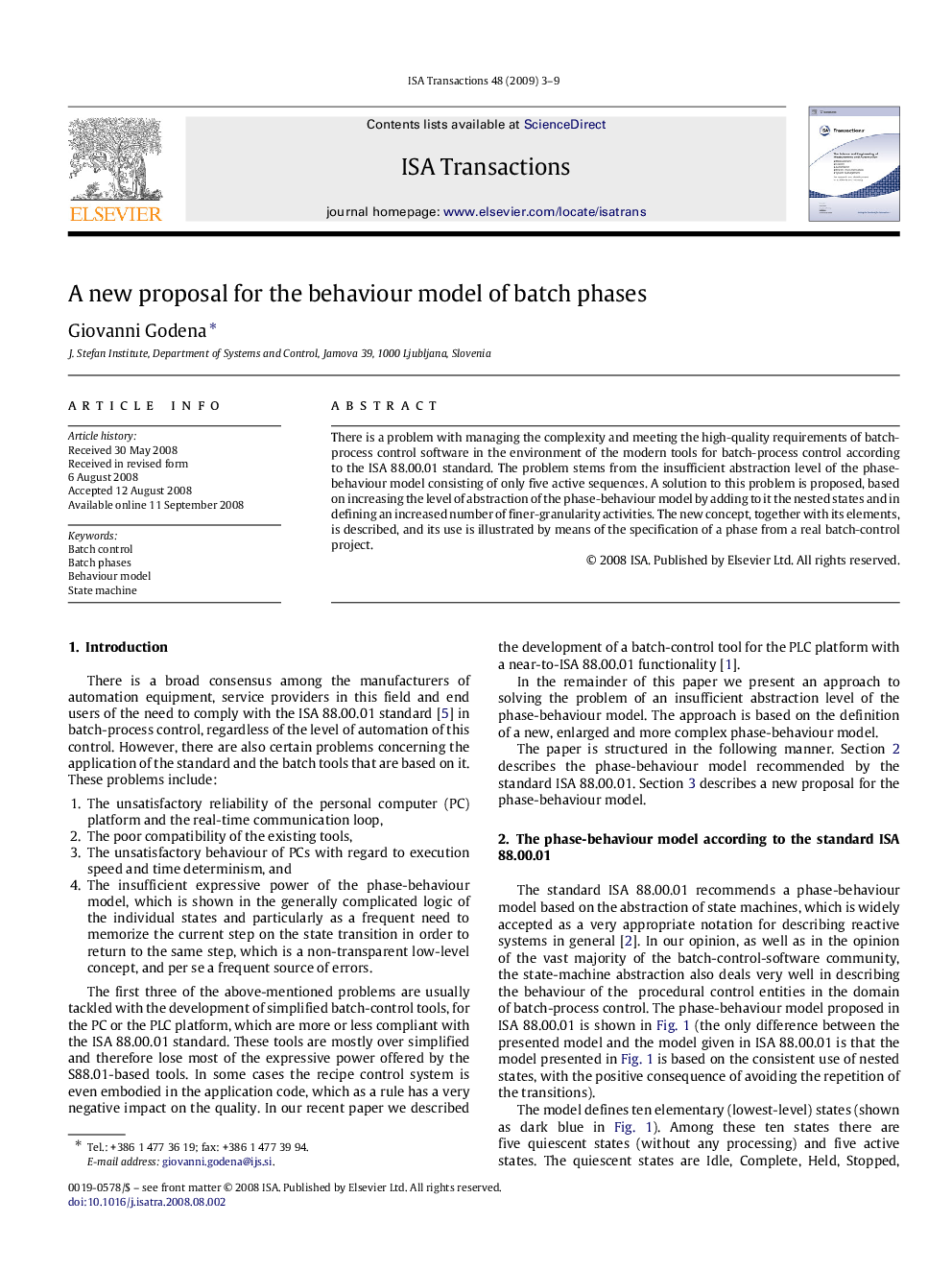 A new proposal for the behaviour model of batch phases