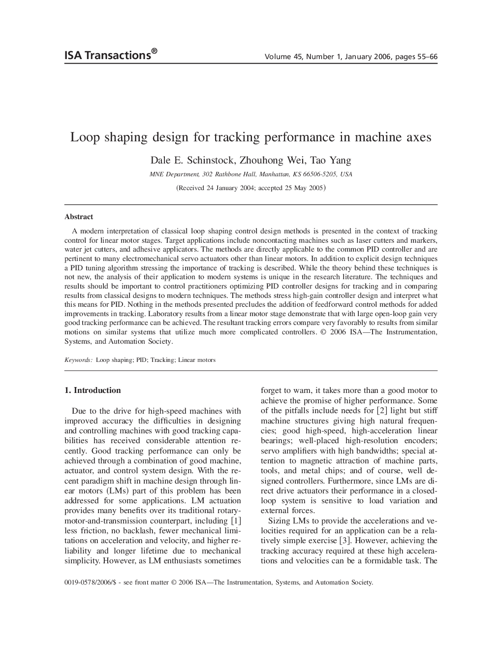 Loop shaping design for tracking performance in machine axes