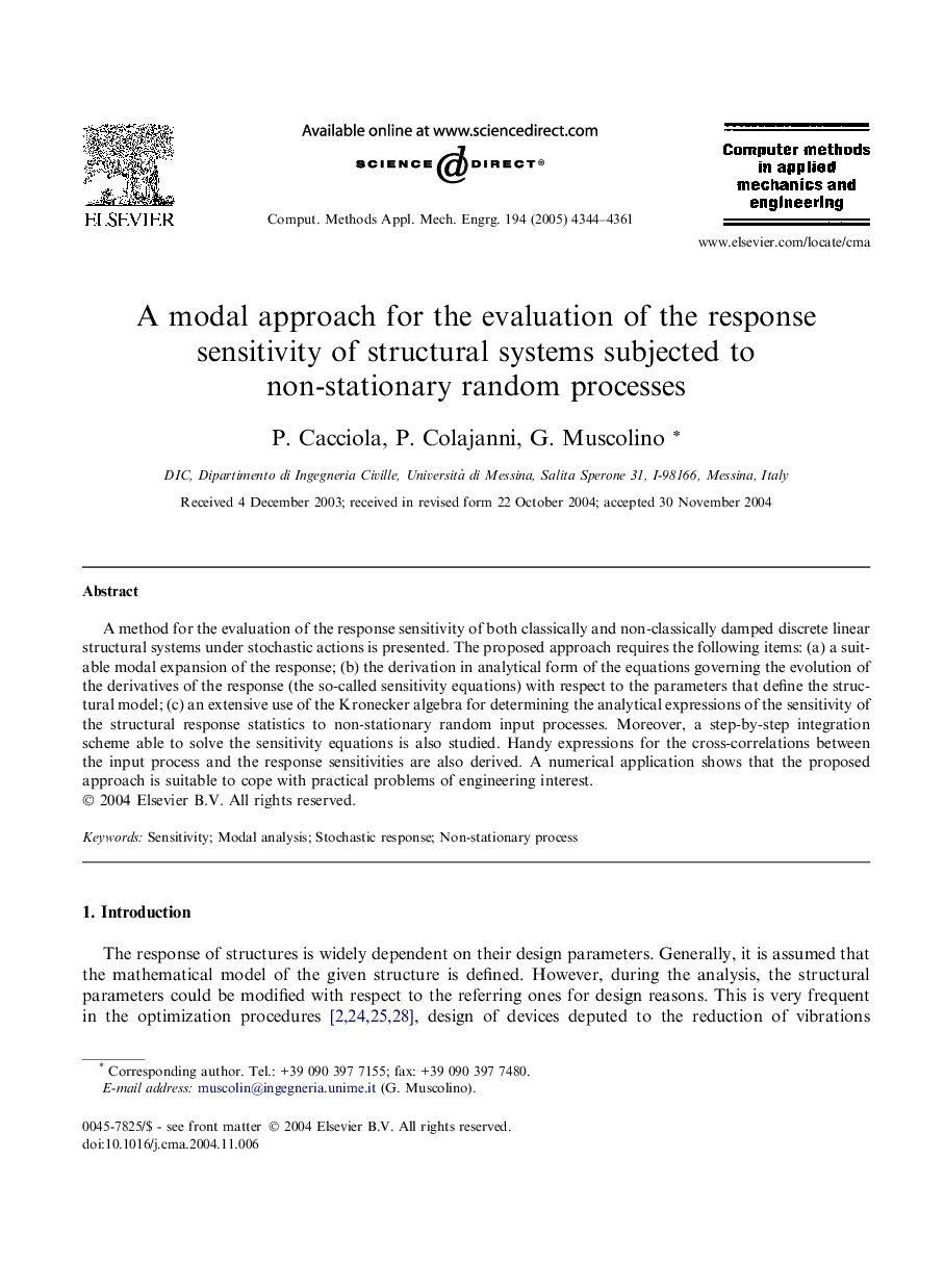 A modal approach for the evaluation of the response sensitivity of structural systems subjected to non-stationary random processes