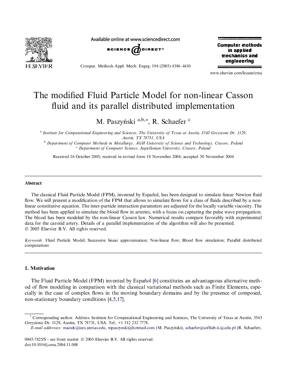 The modified Fluid Particle Model for non-linear Casson fluid and its parallel distributed implementation