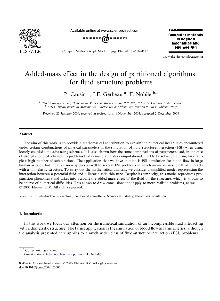 Added-mass effect in the design of partitioned algorithms for fluid–structure problems