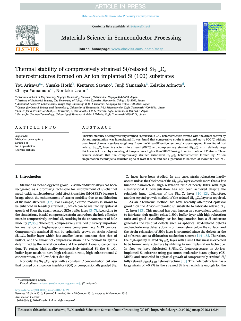 Thermal stability of compressively strained Si/relaxed Si1-xCx heterostructures formed on Ar ion implanted Si (100) substrates