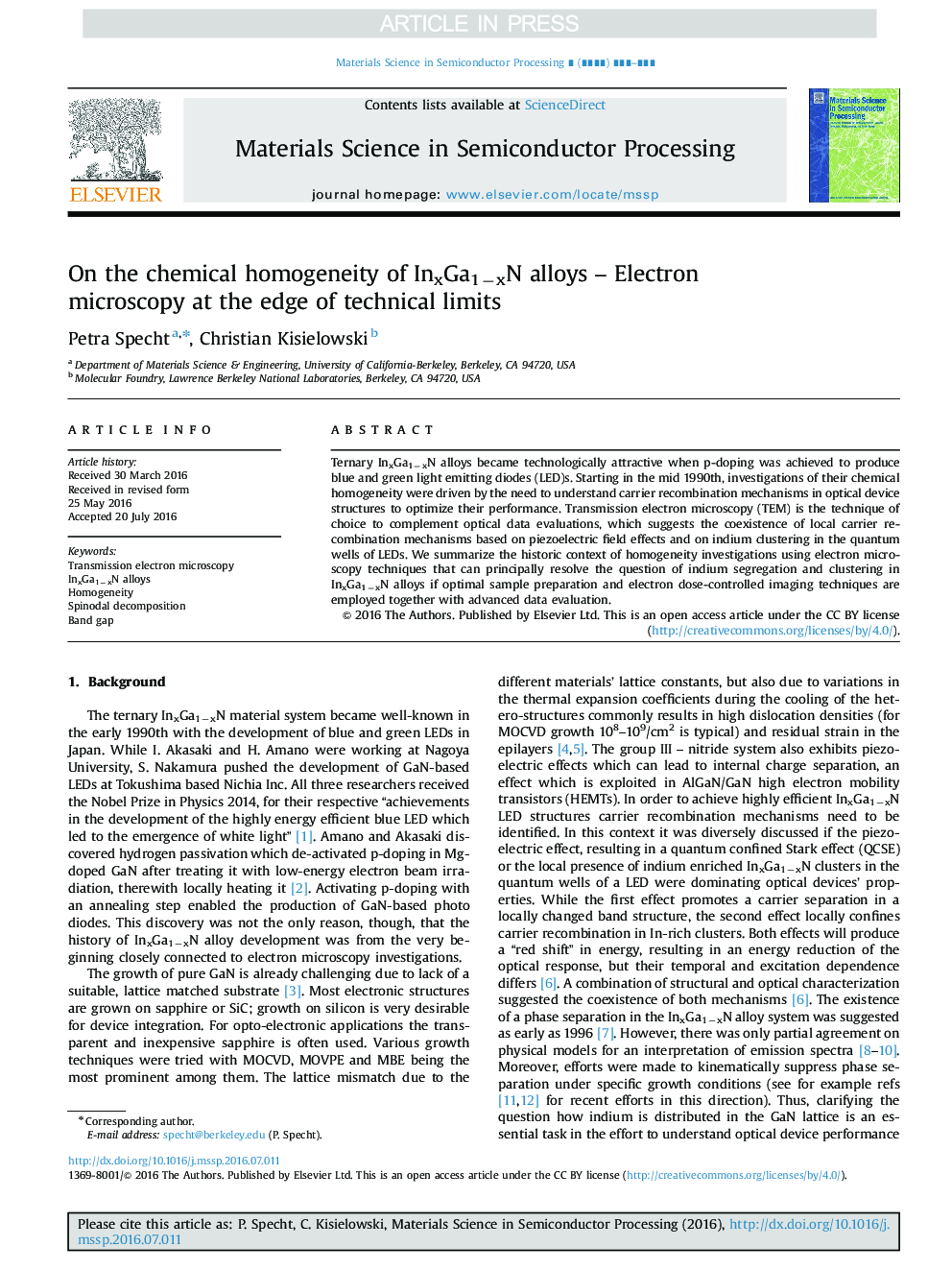 On the chemical homogeneity of InxGa1âxN alloys - Electron microscopy at the edge of technical limits