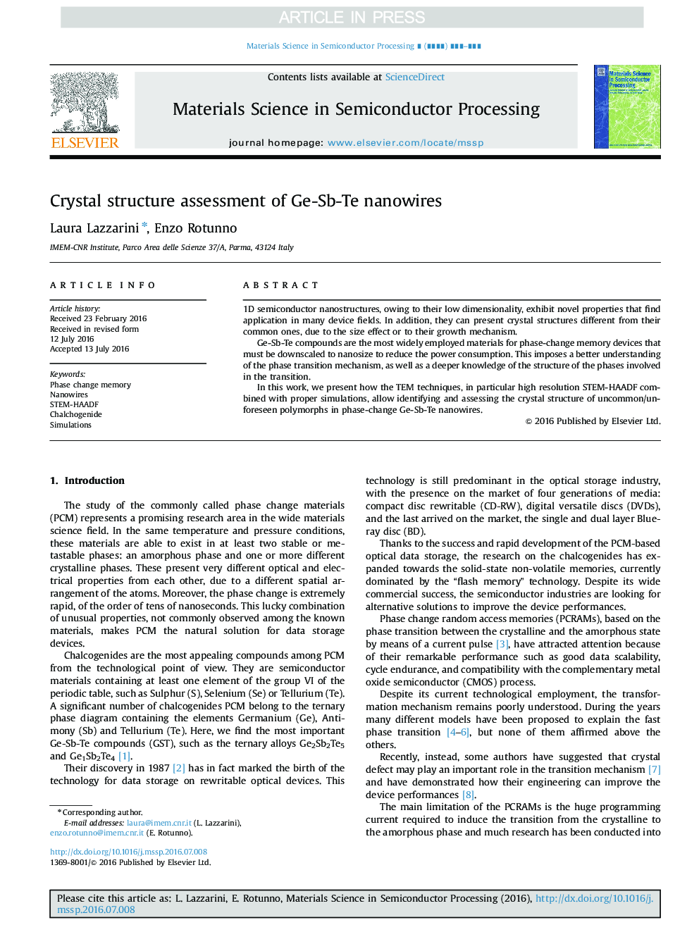 Crystal structure assessment of Ge-Sb-Te nanowires