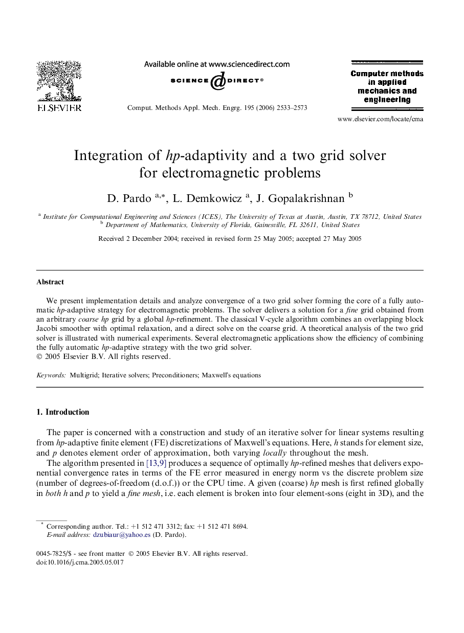 Integration of hp-adaptivity and a two grid solver for electromagnetic problems