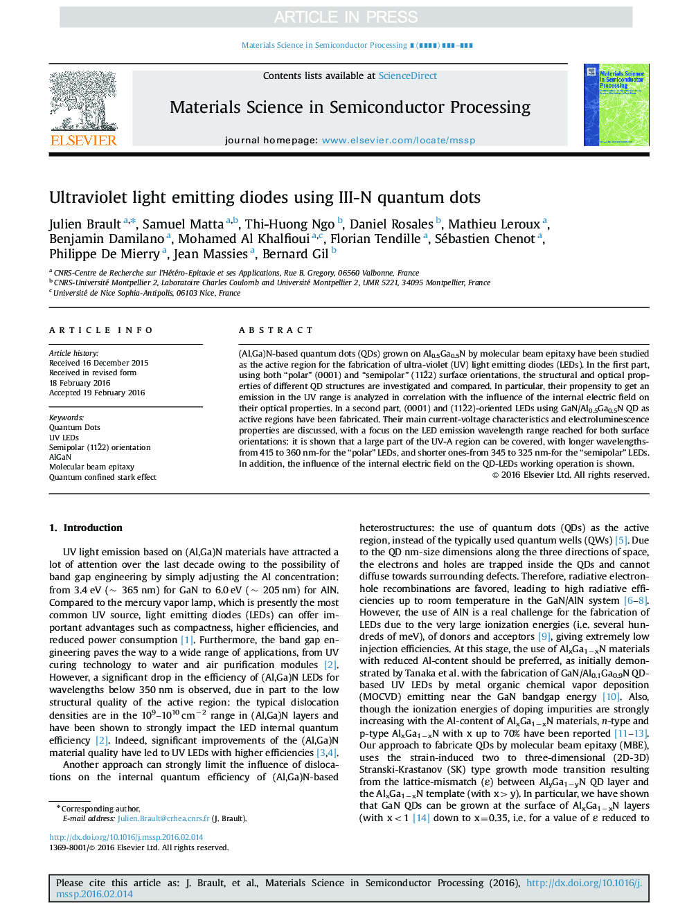 Ultraviolet light emitting diodes using III-N quantum dots