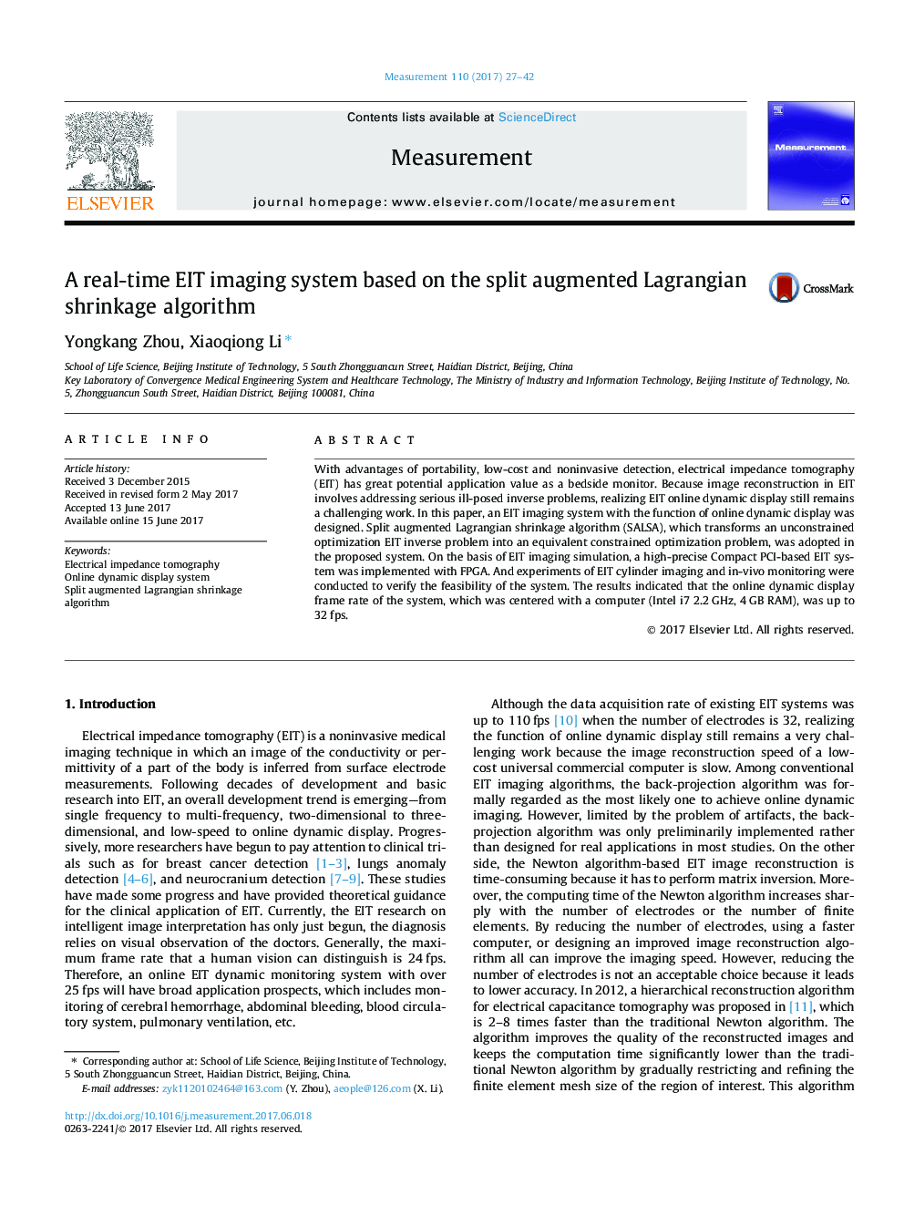 A real-time EIT imaging system based on the split augmented Lagrangian shrinkage algorithm