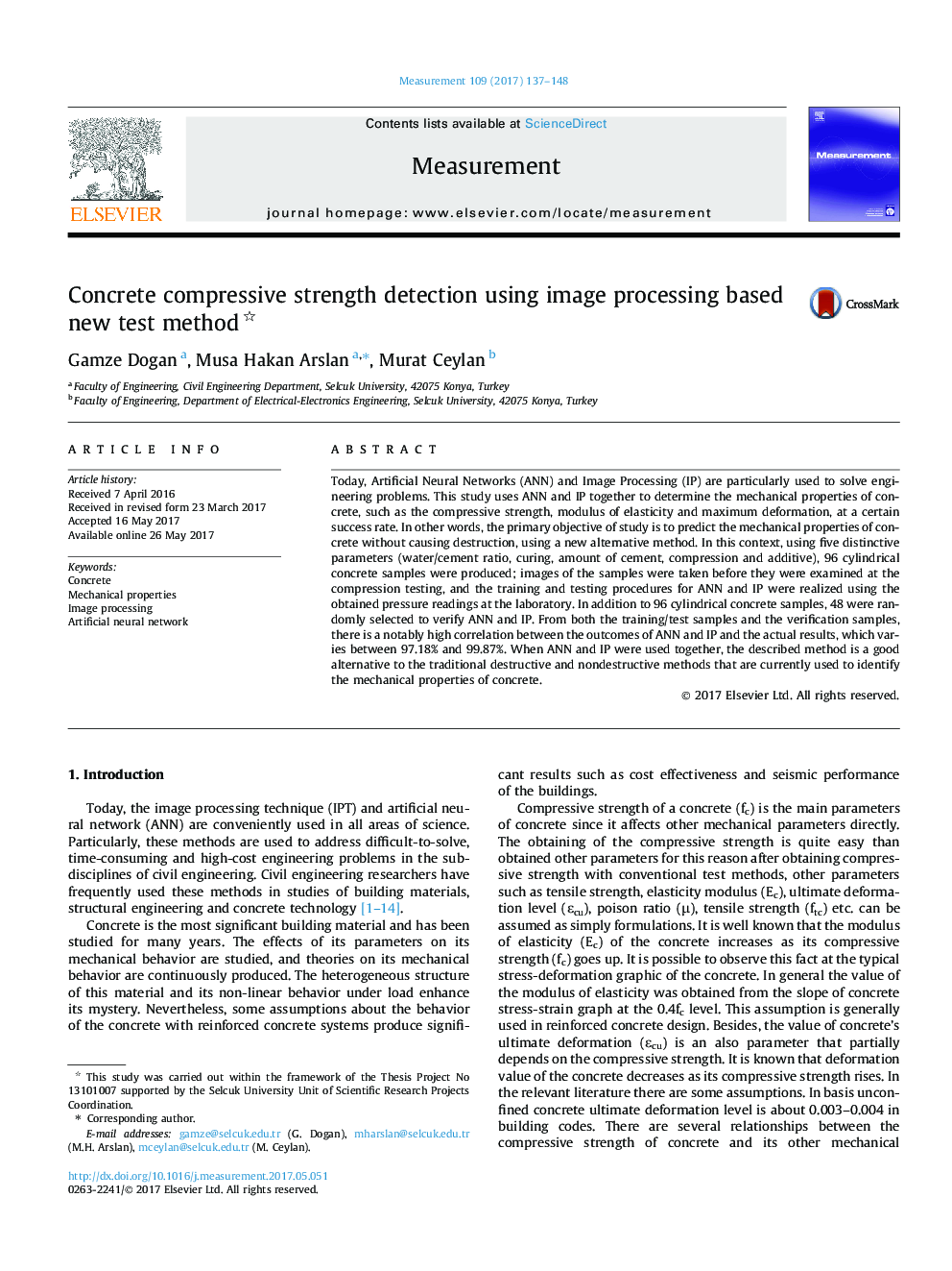 Concrete compressive strength detection using image processing based new test method