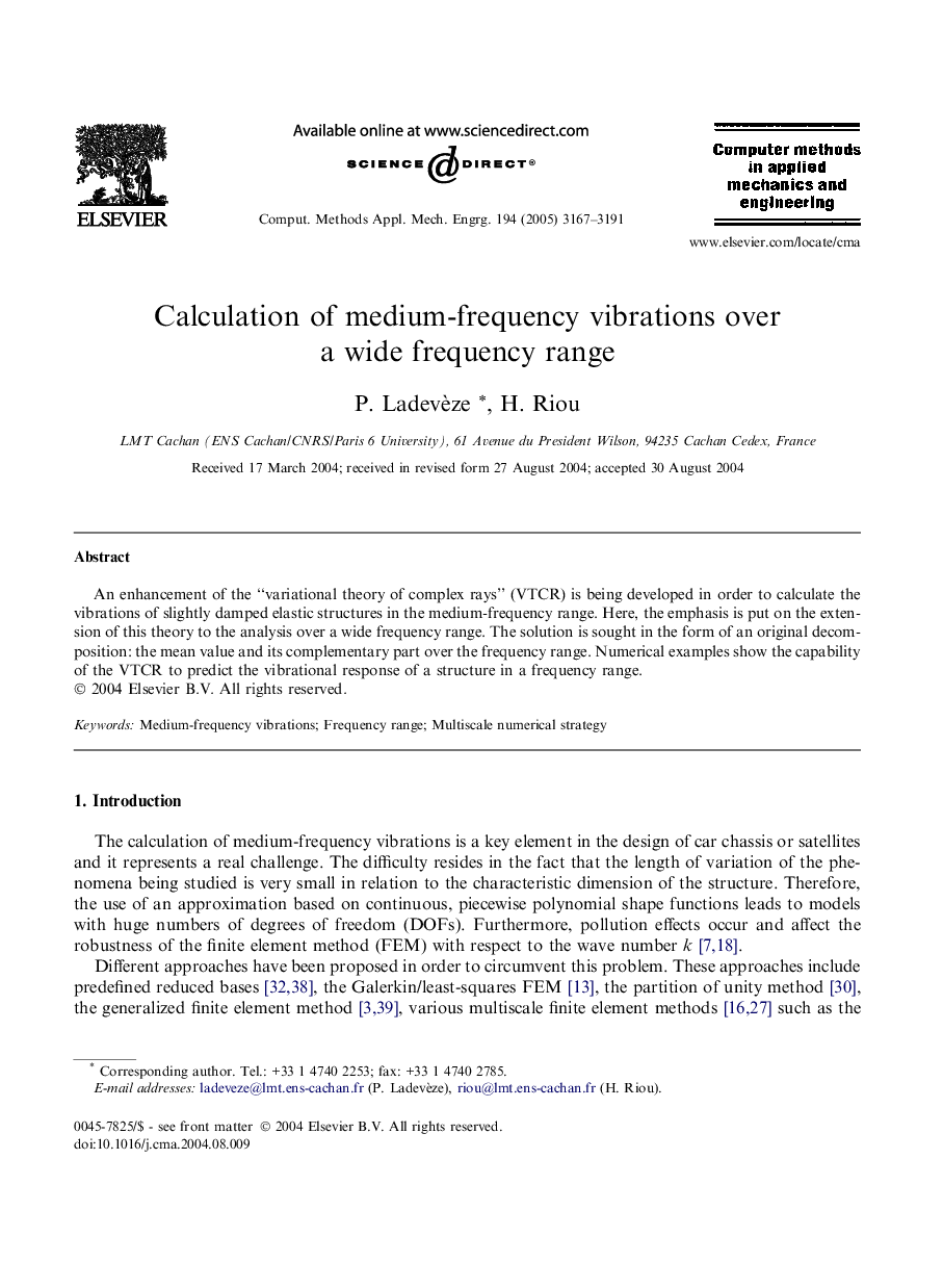 Calculation of medium-frequency vibrations over a wide frequency range