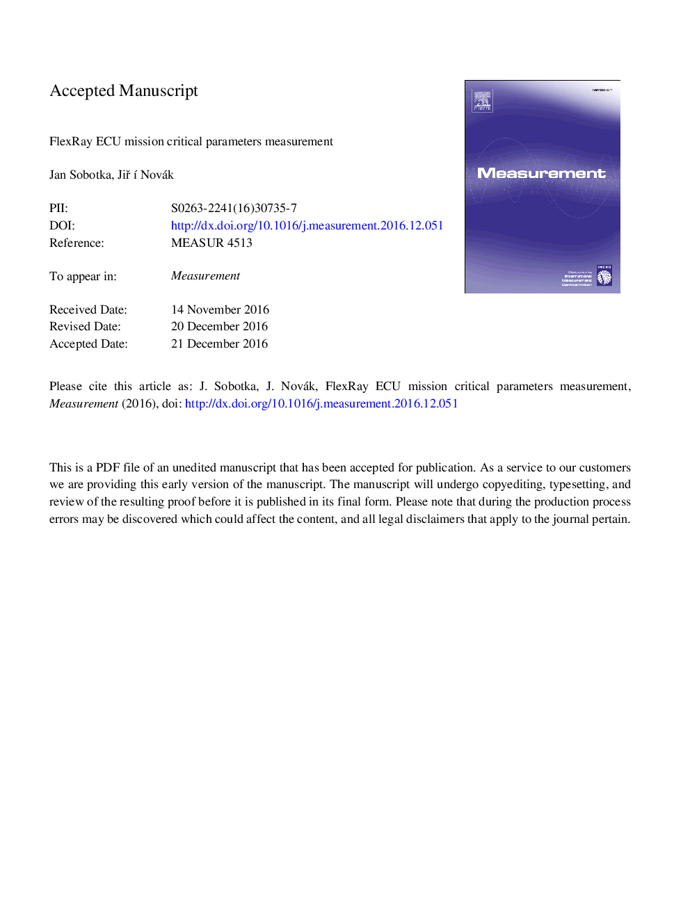 FlexRay ECU mission critical parameters measurement