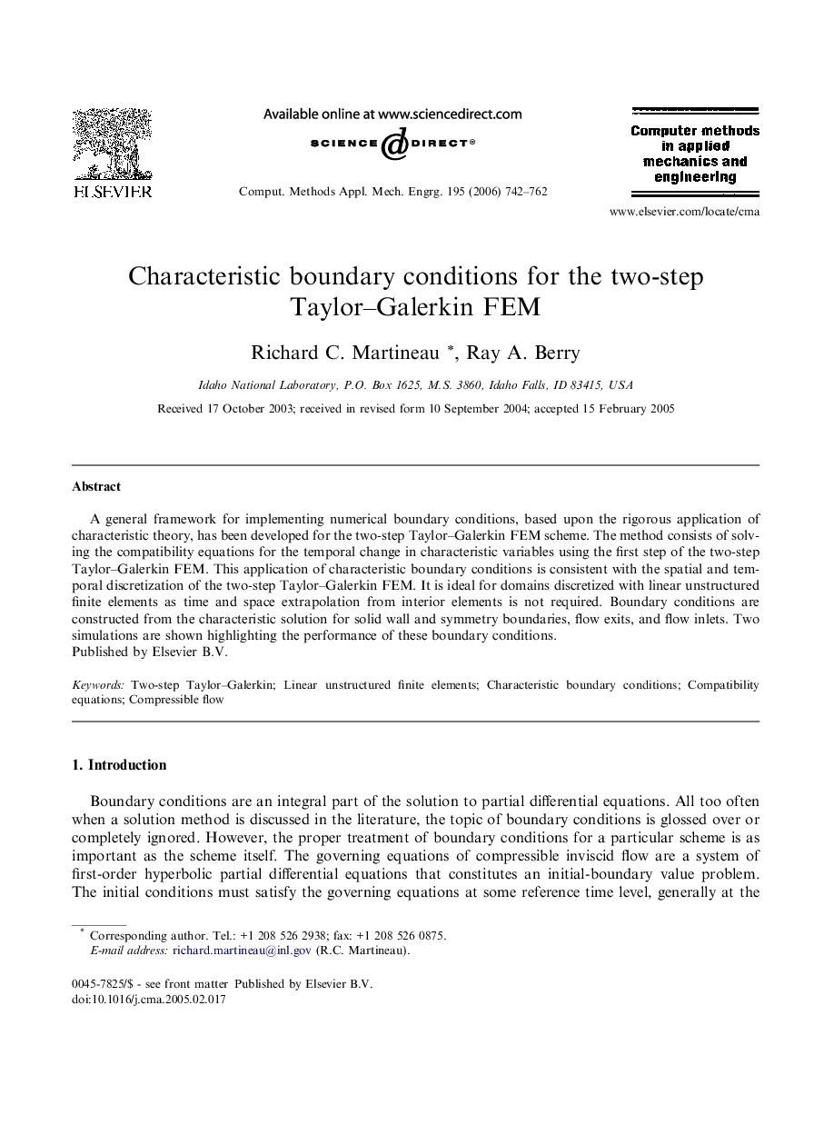 Characteristic boundary conditions for the two-step Taylor–Galerkin FEM