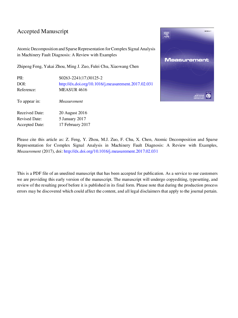 تجزیه اتمی و نمایش ضعیف برای تجزیه و تحلیل سیگنال پیچیده در تشخیص خطای ماشین: بررسی با نمونه 