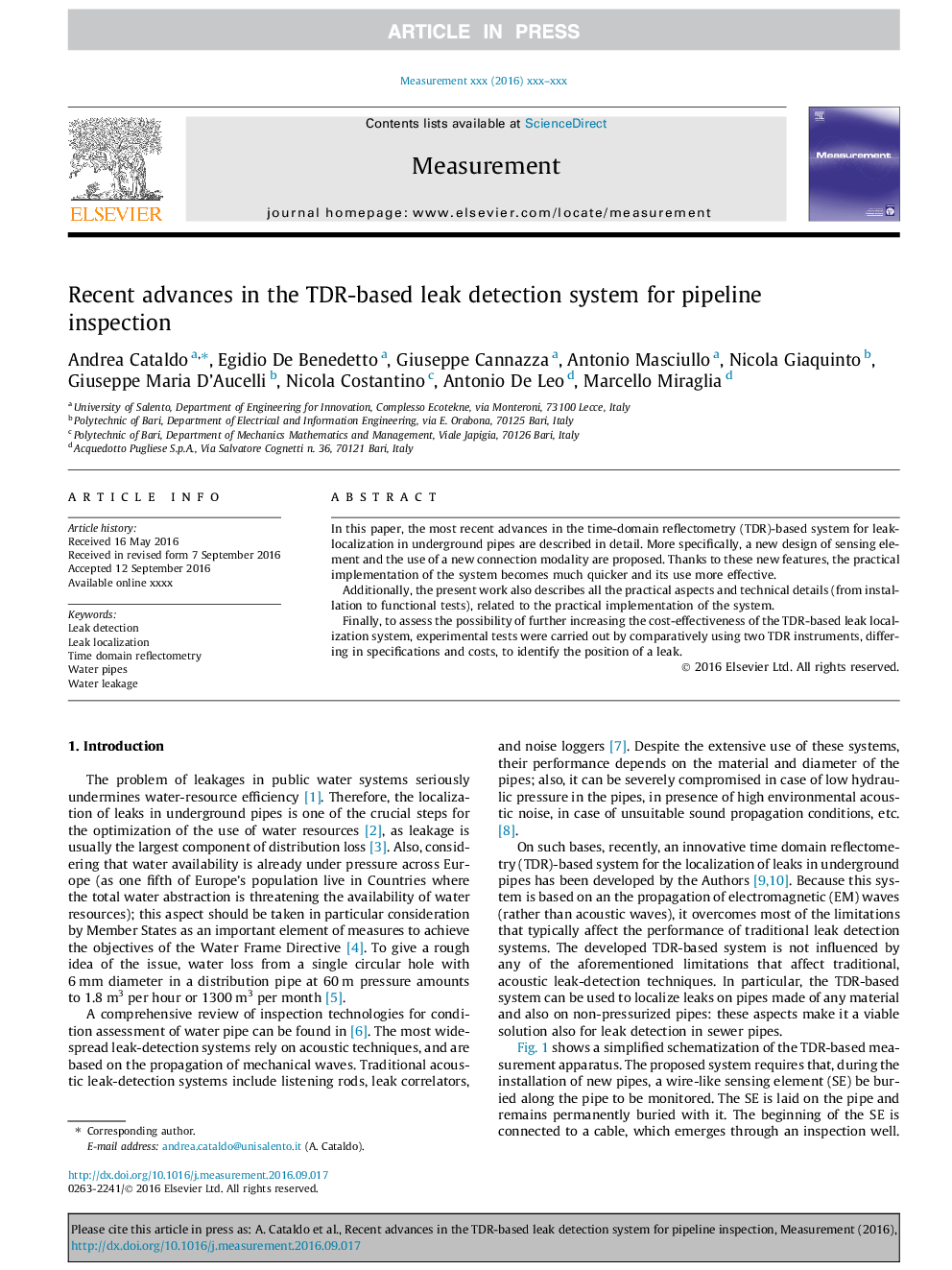 Recent advances in the TDR-based leak detection system for pipeline inspection